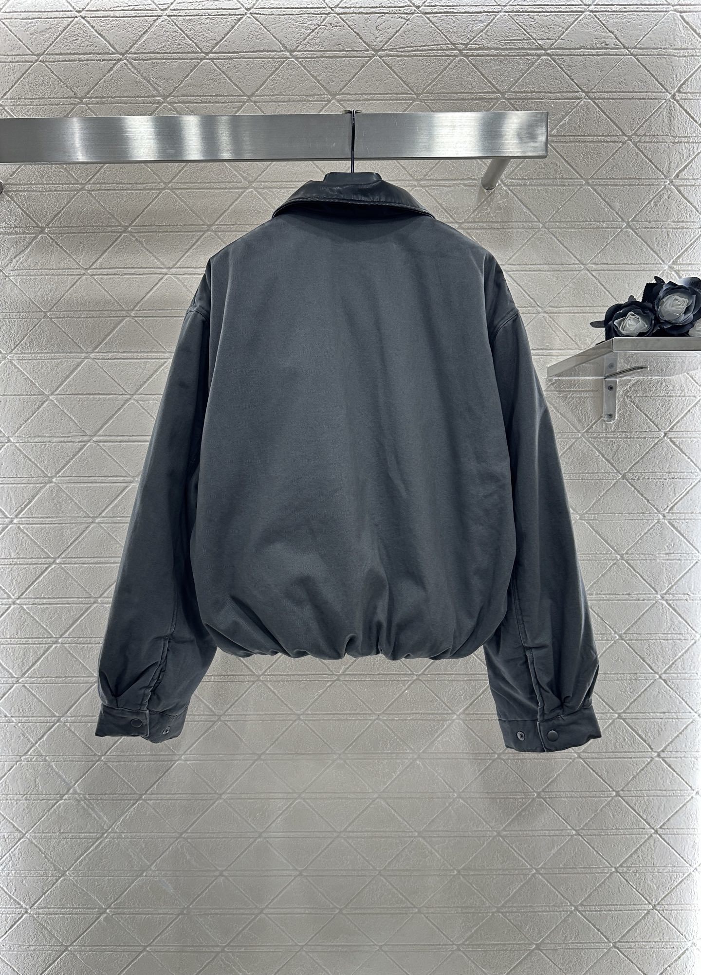 ♥Acne atudio*♥2025新品上架 拼皮翻领牛仔羽绒棉服定制YB斜纹棉牛仔材质 翻领拉链夹克外