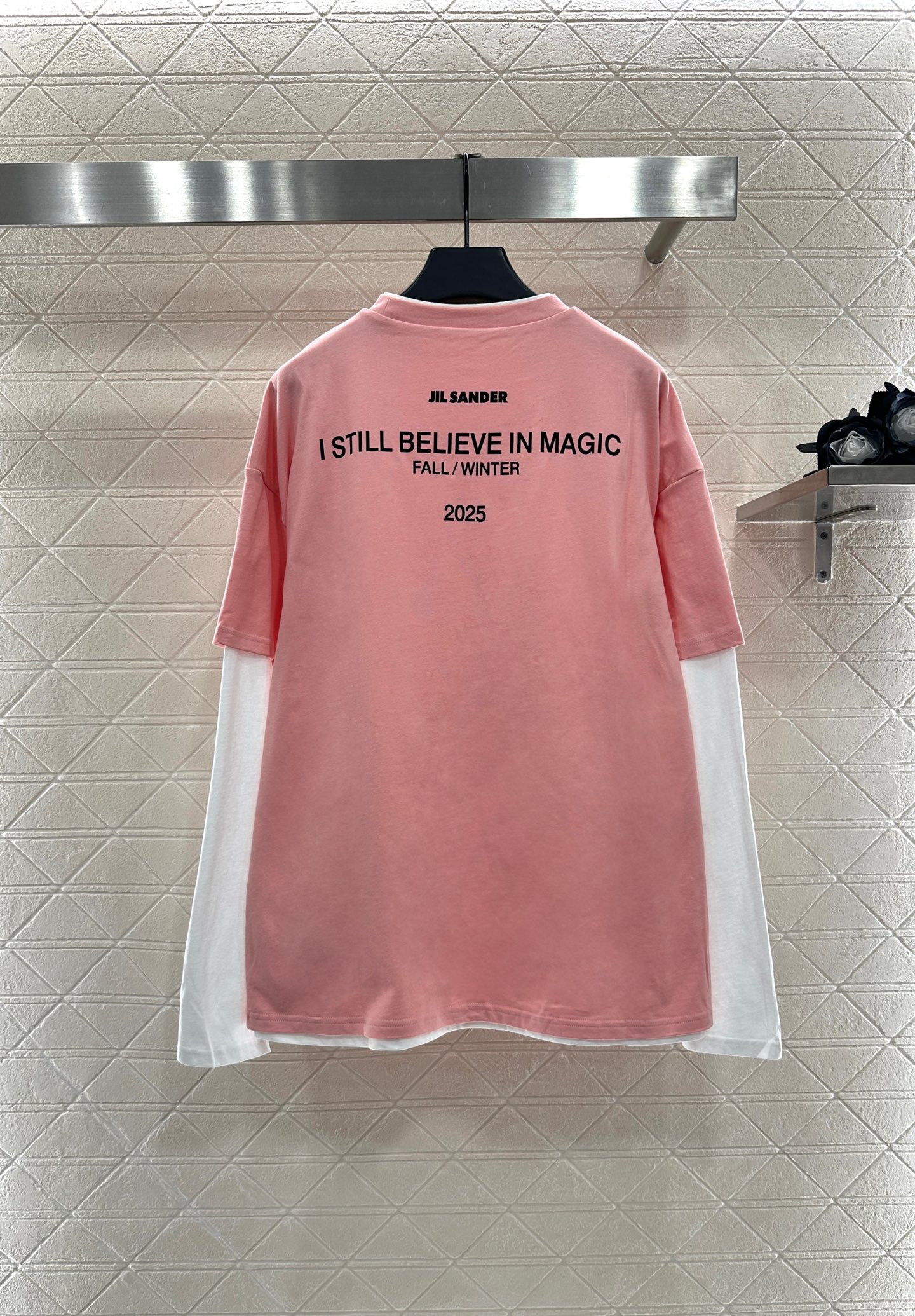 ♥Jil sande*♥2025新品上架 假两件撞色印花长袖定制YB斜纹全棉材质 透气舒适 质感十足 假