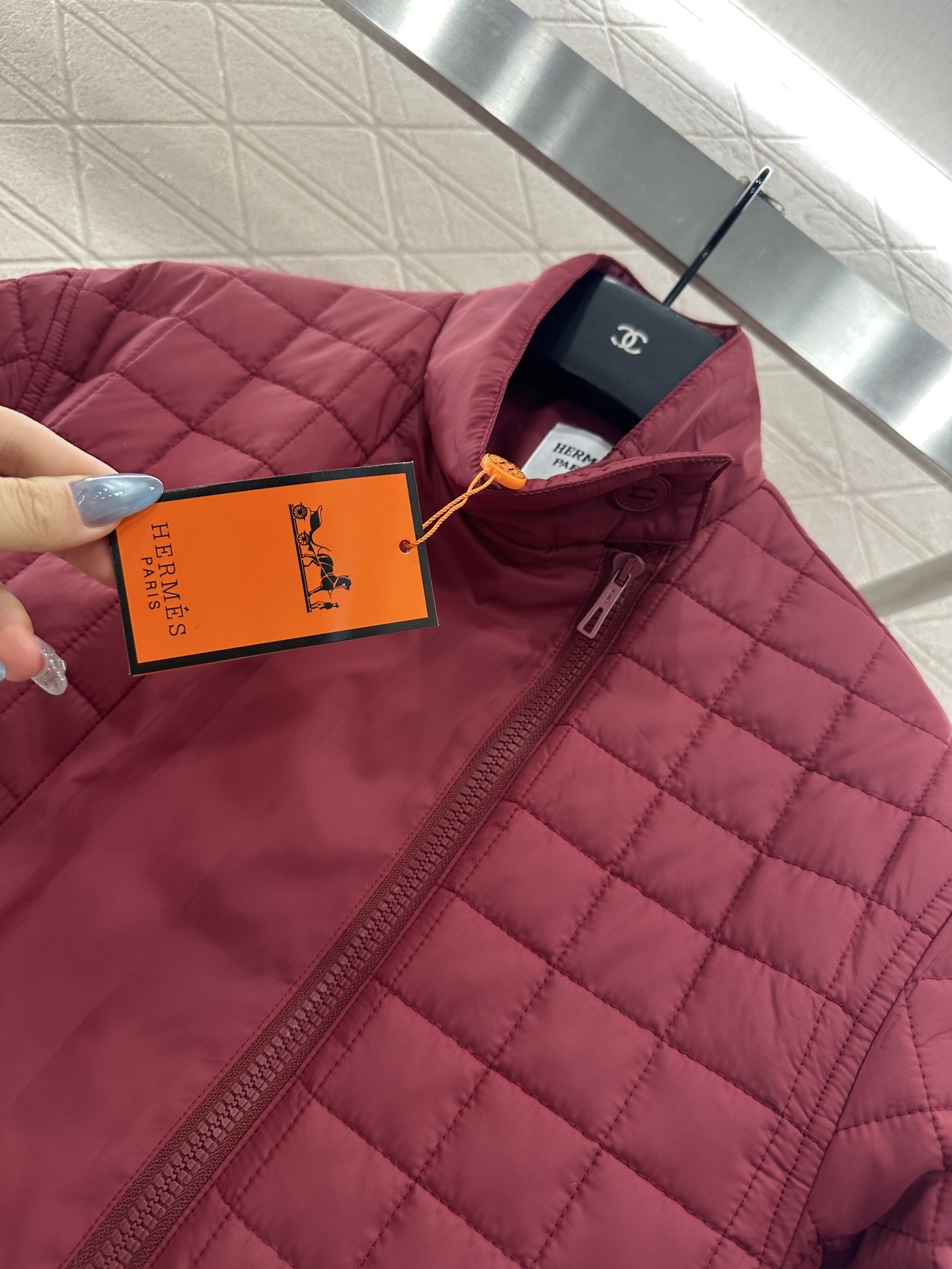 ♥Herme*♥2025新品上架 立领拉链中长棉服外套定制YB防风防水尼龙材质 羽绒棉填充内里 整件轻薄