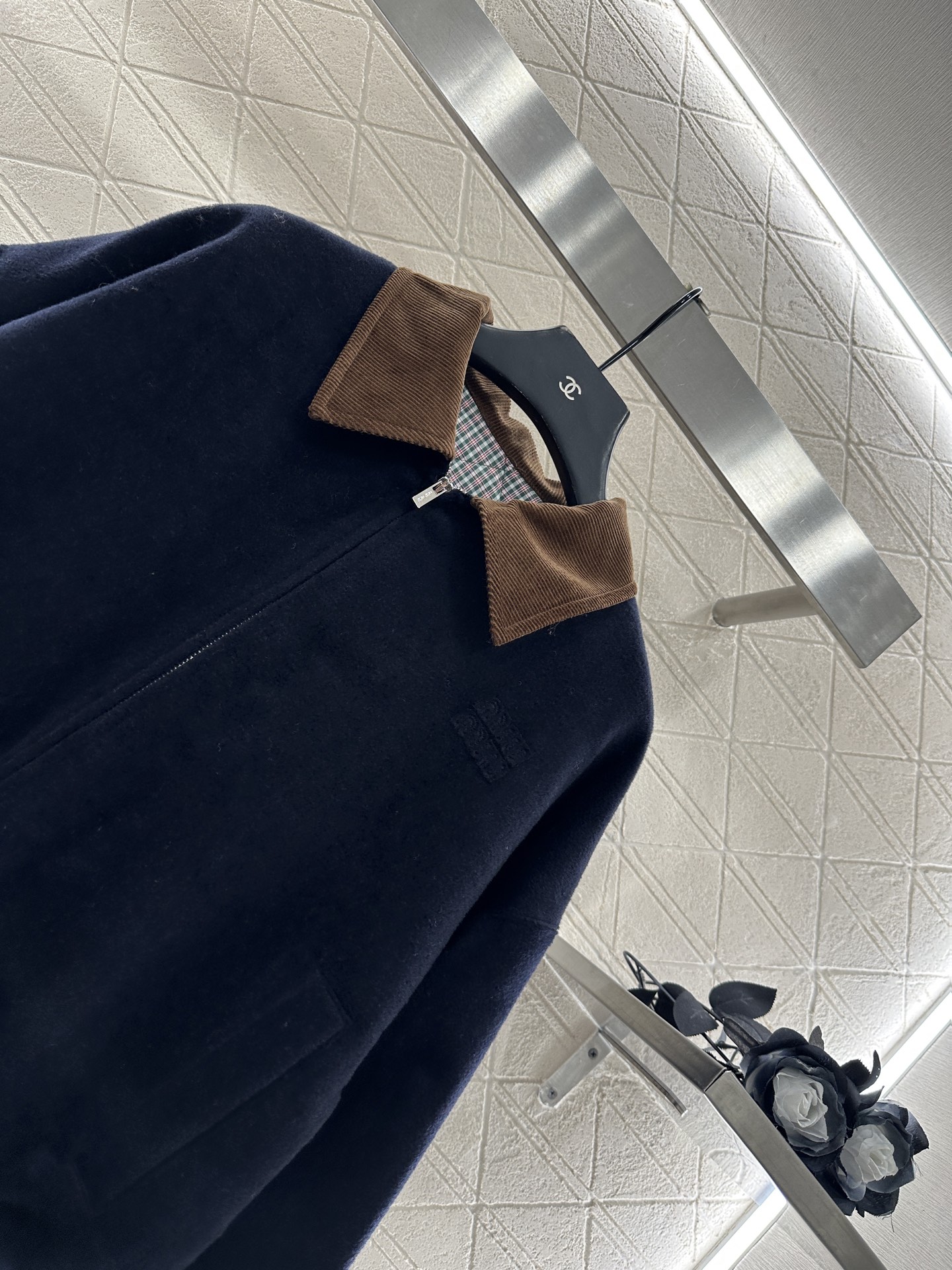 ♥Miumi*♥2025新品上架 灯芯绒领羊绒棉服外套定制YB羊绒羊毛材质 整件复古高级 卡其色灯芯绒领