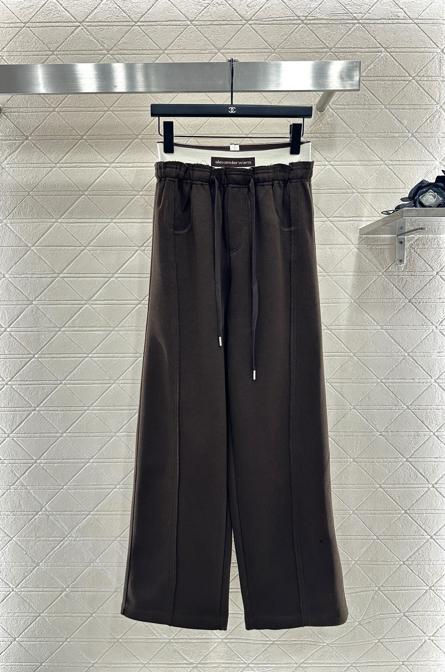 ♥Alexander wan*♥2025新品上架 抽绳织带阔腿长裤定制YB进口全棉材质，面料柔挺舒适，垂