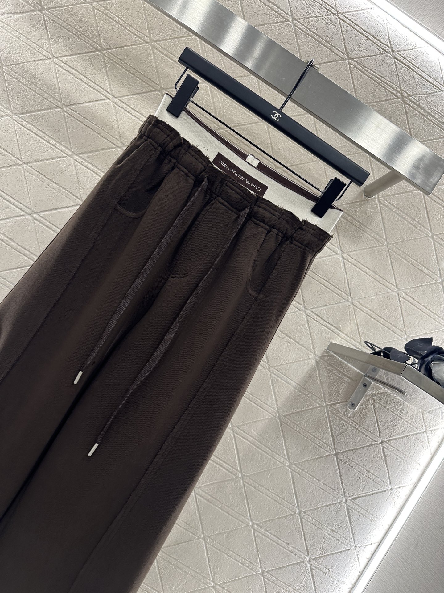 ♥Alexander wan*♥2025新品上架 抽绳织带阔腿长裤定制YB进口全棉材质，面料柔挺舒适，垂
