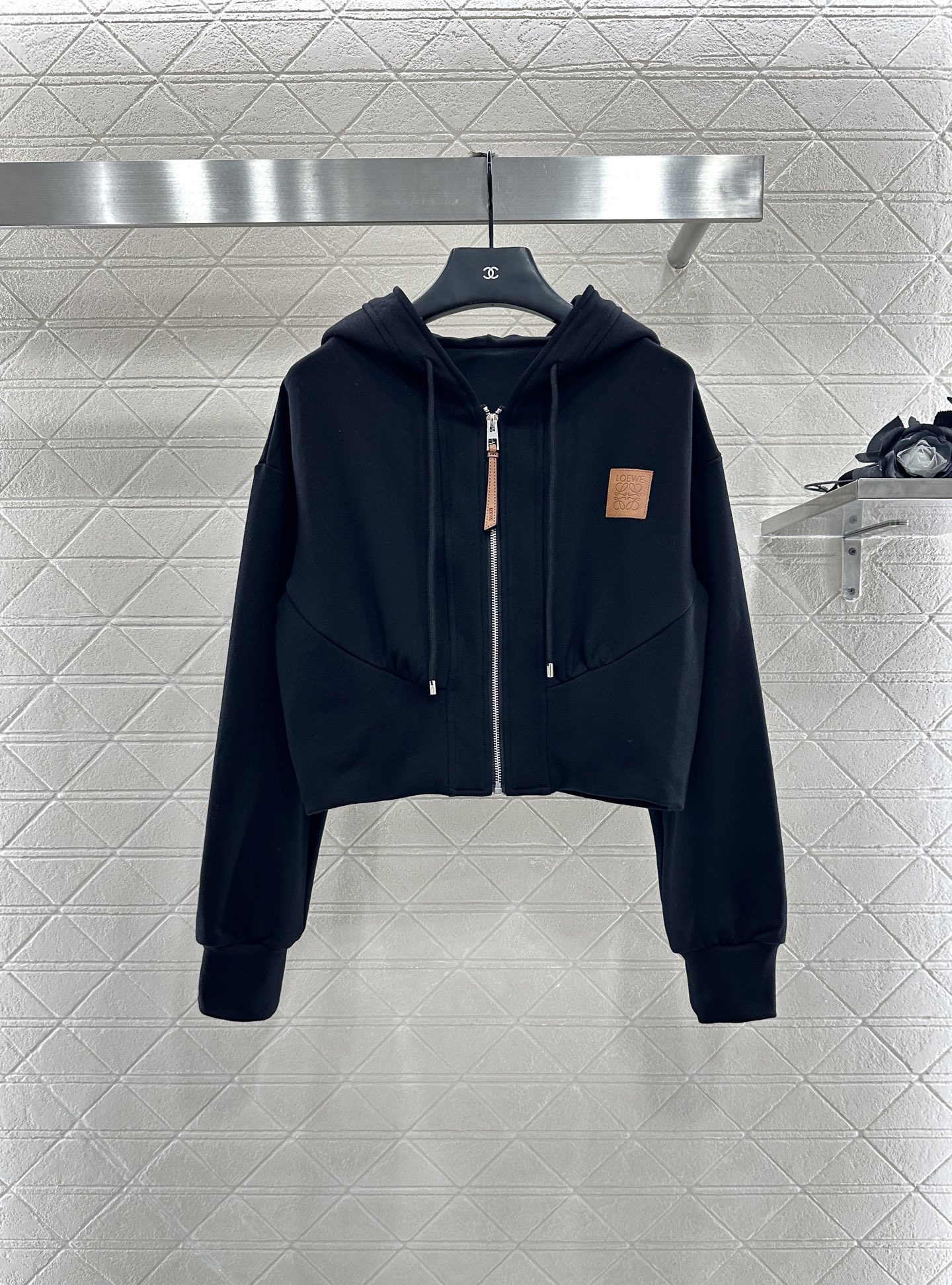 Loewe 2025 Women's Cropped Hoodie and Trouser Set in Black Cotton 1 i1758108487195 1401 0 0