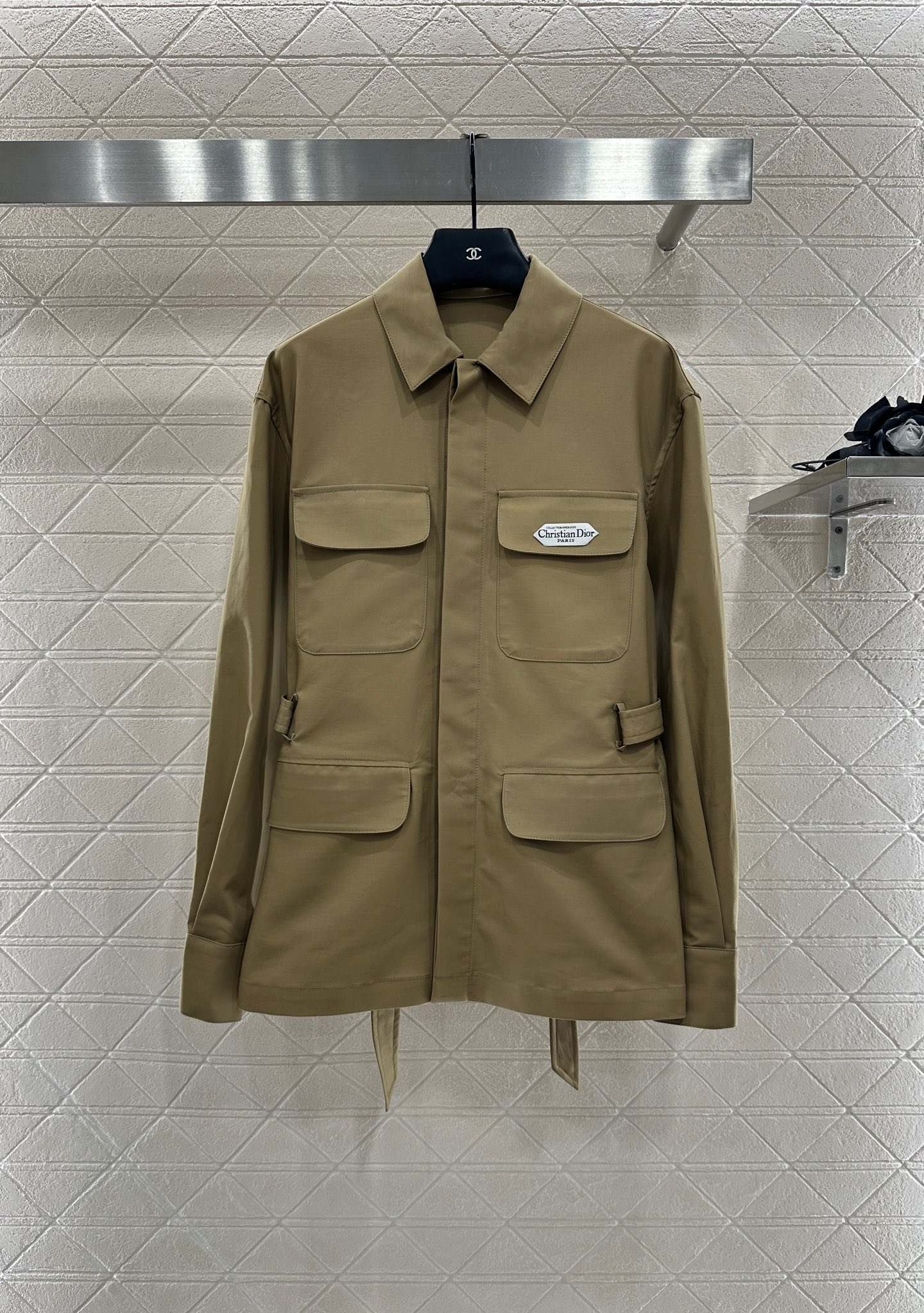 Dior Twill Cotton Shirt Jacket with Flap Pockets and Belt - Relaxed Fit