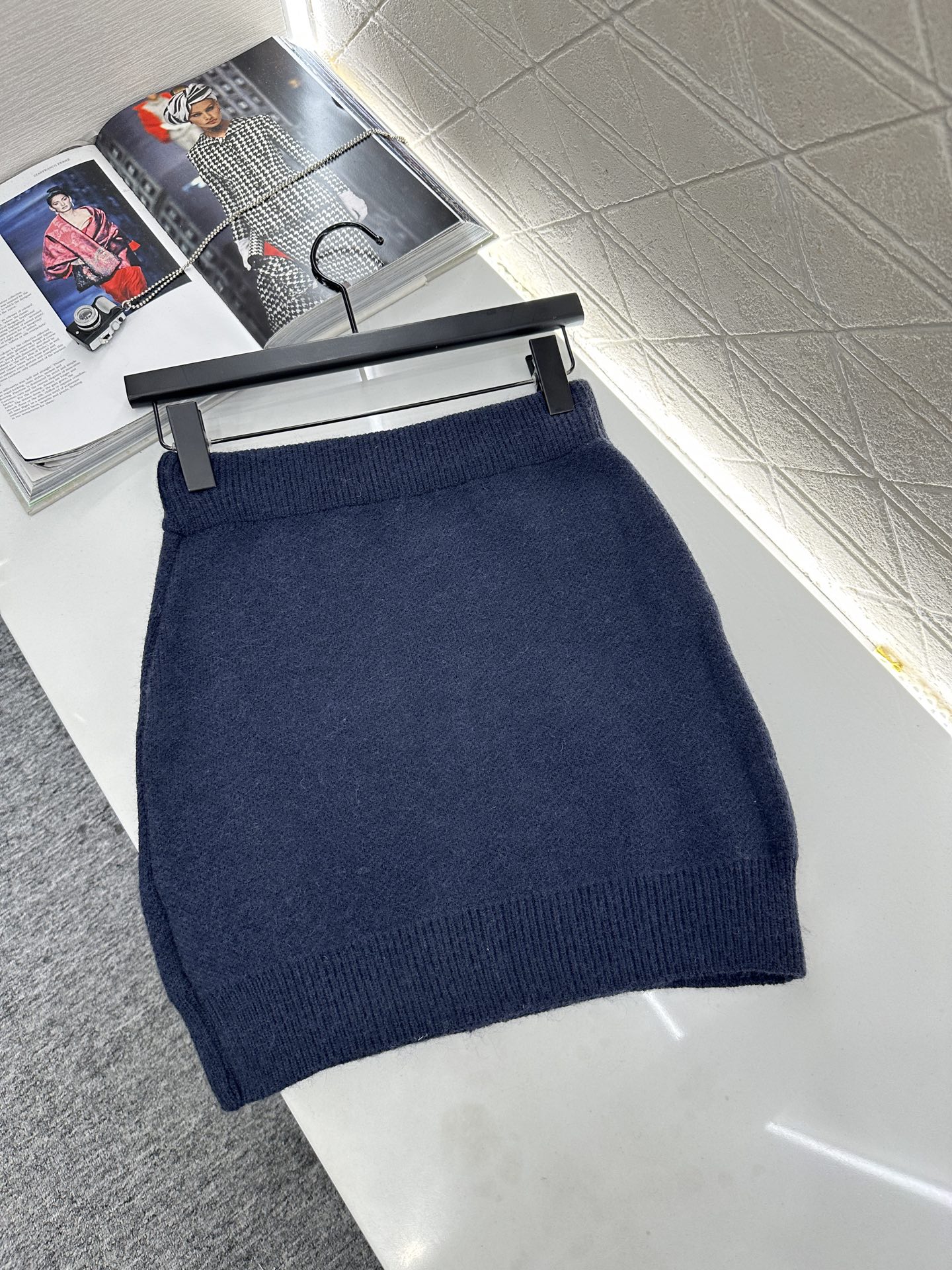 ♥Miumi*♥2025新品上架 拼接领针织上衣半裙套装定制YB羊毛材质➕全棉衬衣面料，弹力舒适，质感十