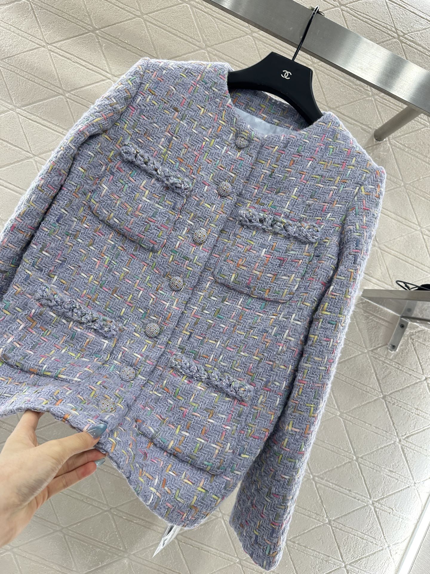 ♥Chane*♥2025新品上架 圆领编织洋装定制YB进口粗纺羊毛呢材质，质感高级，品相十足，圆领洋装外