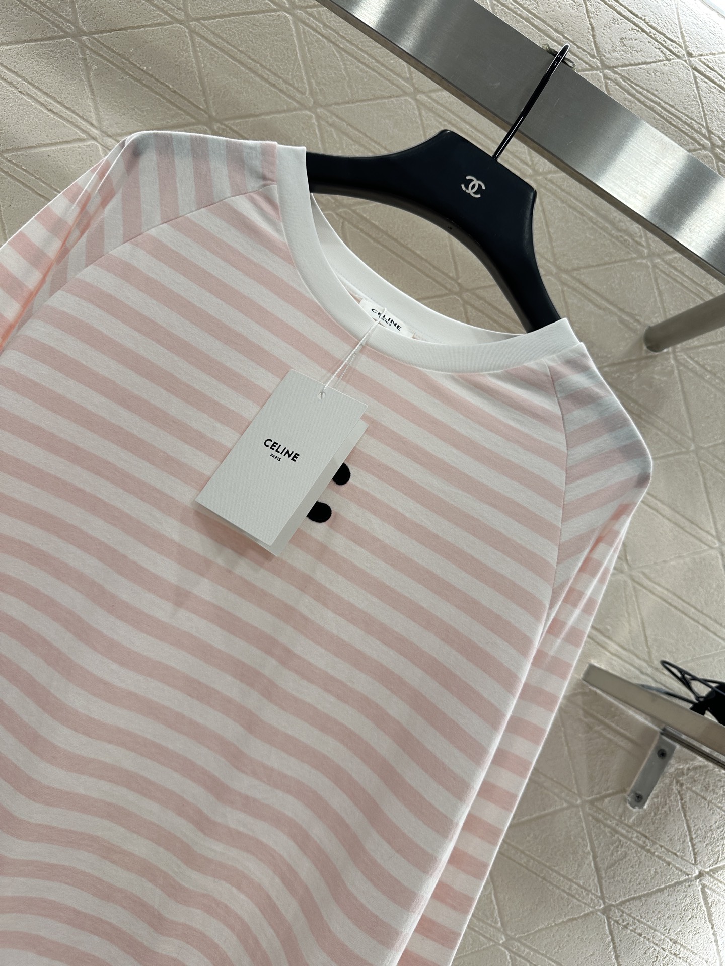 ♥Celin*♥2025新品上架 宽松条纹上衣定制YB斜纹全棉材质，质感光泽，舒适透气，宽松圆领长袖上衣