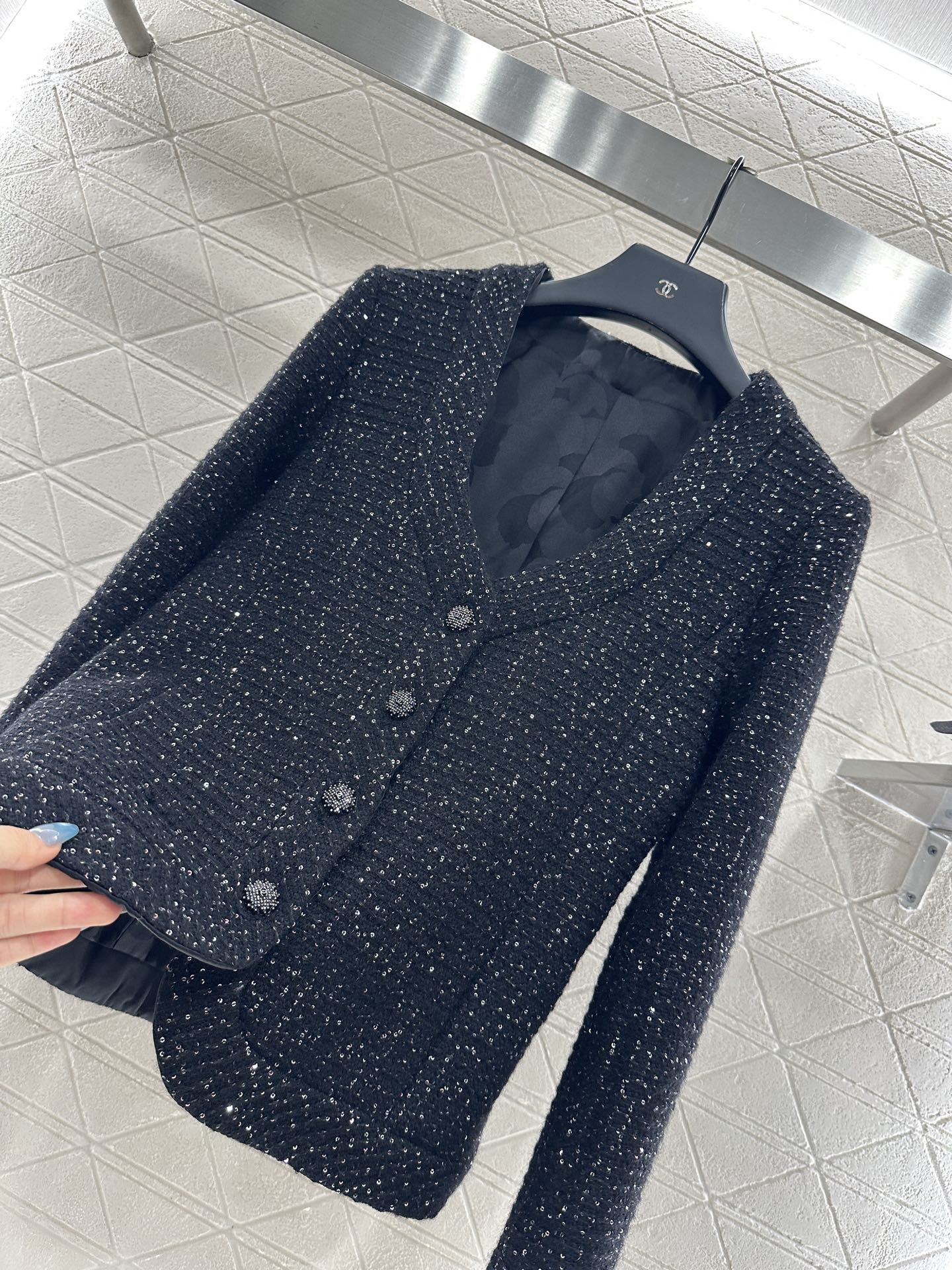 ♥Chane*♥2025新品上架 格纹编织洋装外套定制YB进口粗纺羊毛呢材质，肌理明显，质感上乘，粗花毛