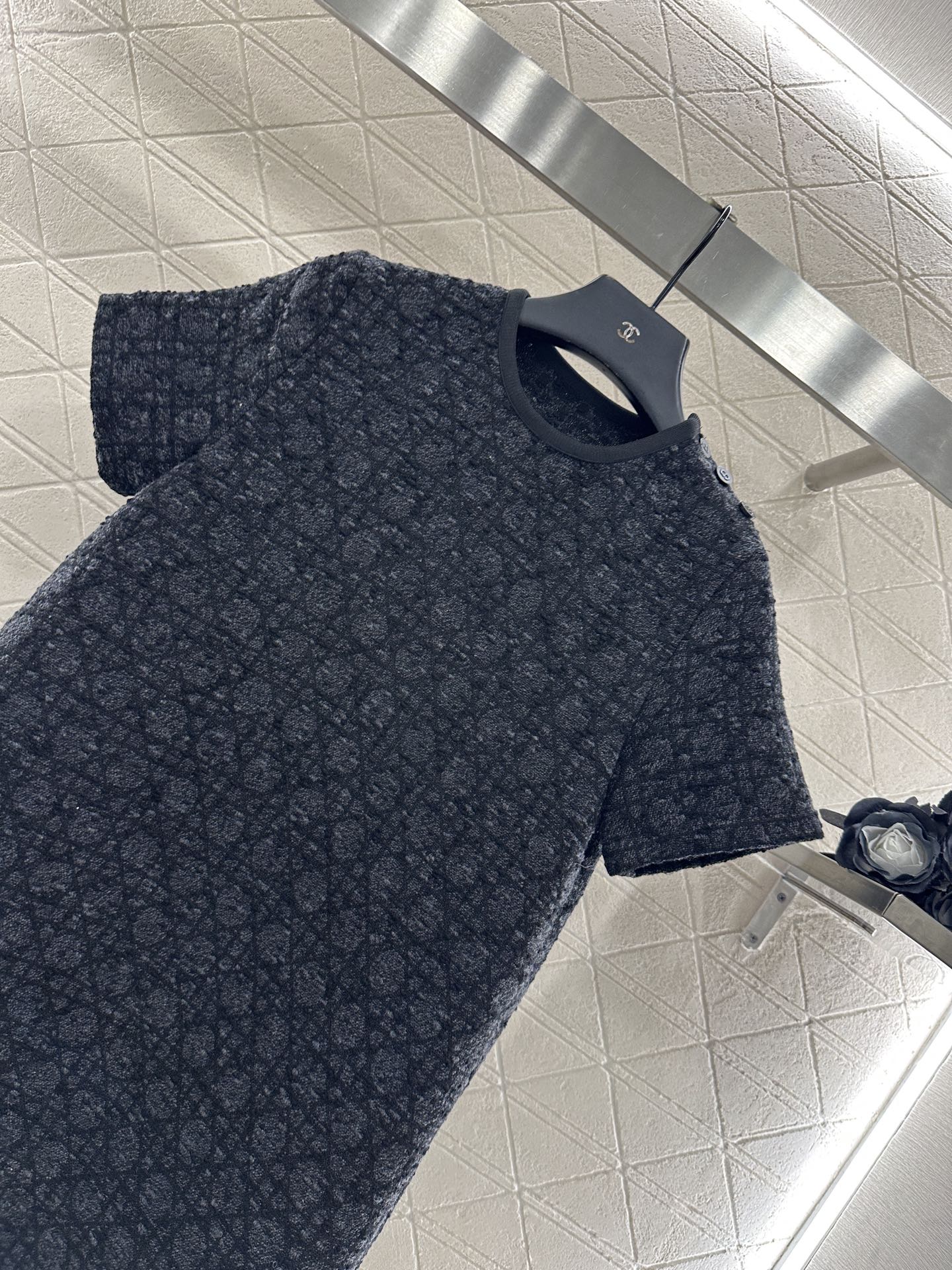 ♥Dio*♥2025新品上架 提花藤格纹短袖连衣裙定制YB进口棉毛提花材质，质感高级，品相十足，圆领短袖