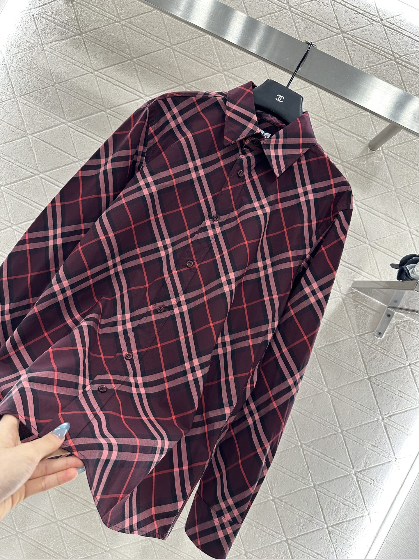 ♥BBR*♥2025新品上架 宽松廓形翻领格纹衬衫定制YB精梳全棉材质，质感光泽，品相高级，廓形Over