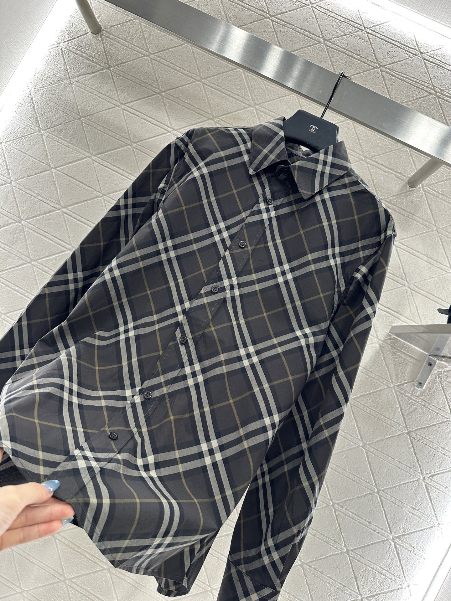 ♥BBR*♥2025新品上架 宽松廓形翻领格纹衬衫定制YB精梳全棉材质，质感光泽，品相高级，廓形Over