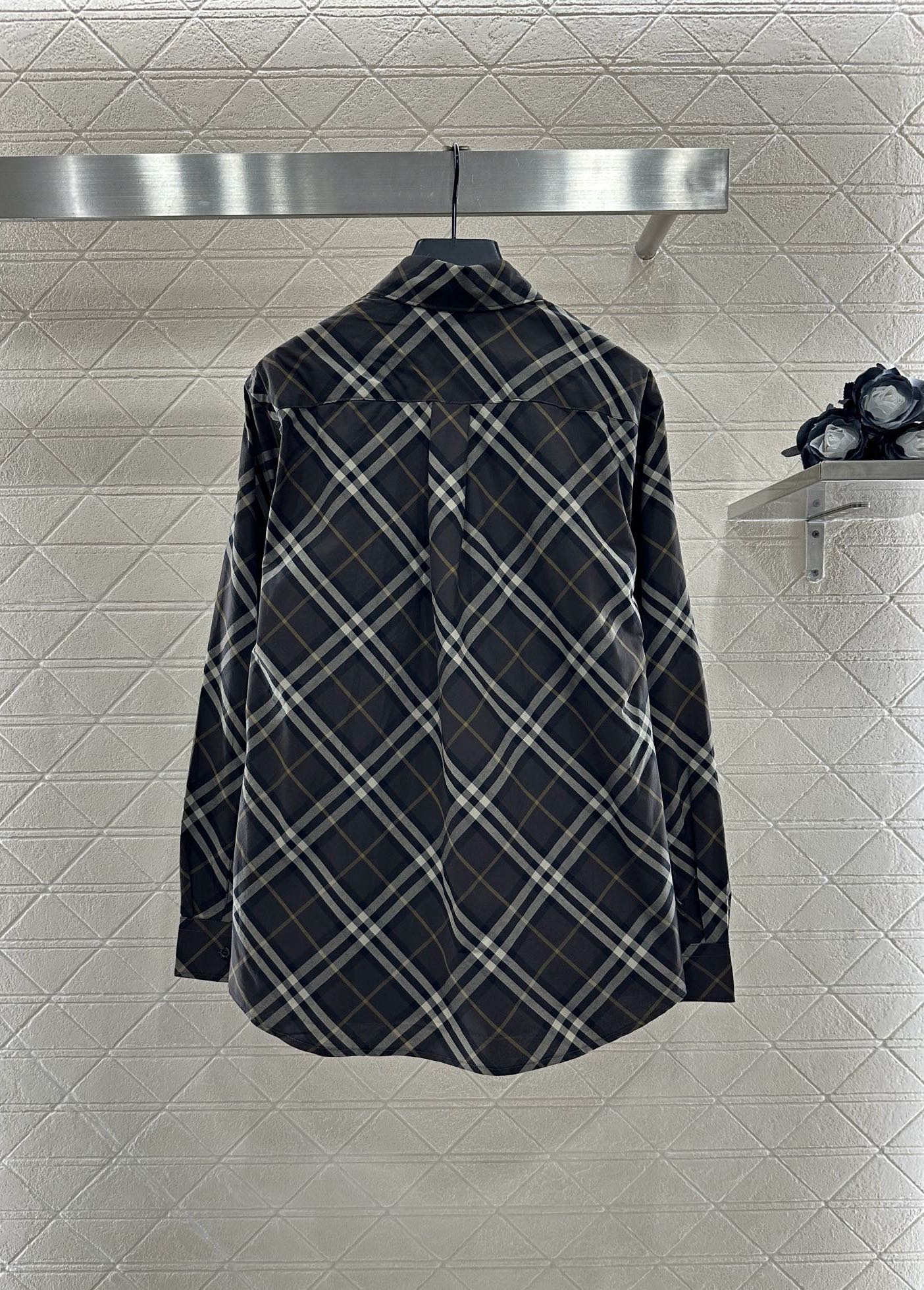 ♥BBR*♥2025新品上架 宽松廓形翻领格纹衬衫定制YB精梳全棉材质，质感光泽，品相高级，廓形Over