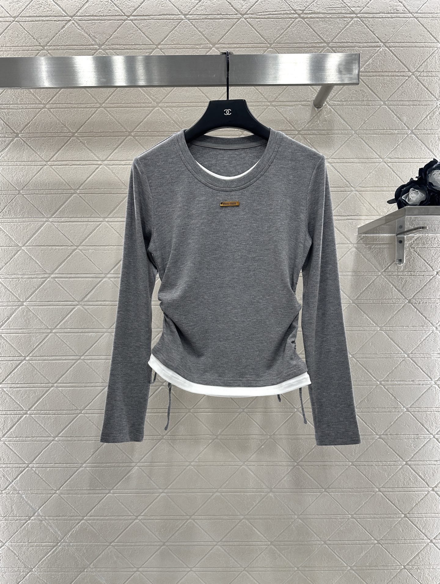 ♥ Miumi*♥2025新品上架 假两件圆领长袖半裙套装定制YB棉毛材质，亲肤透气，弹力十足，圆领假两