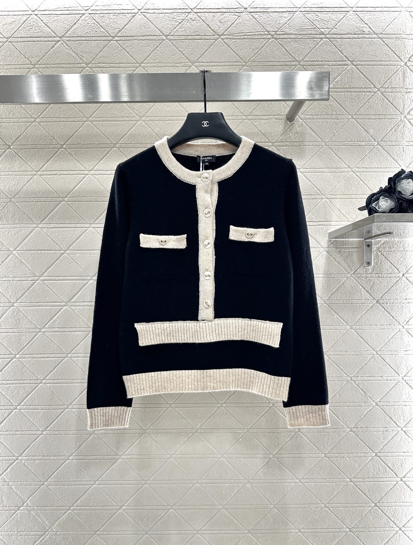 ♥Chane*♥2025新品上架 撞色口袋针织长袖短裙套装定制YB羊绒纱线织造，质感光泽，柔软亲肤，圆领