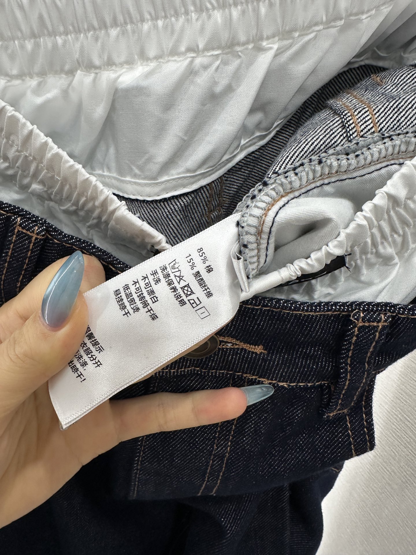 ♥Alexander wan*♥2025新品上架 牛仔拼接弯刀阔腿长裤定制YB斜纹棉牛仔材质，质感上乘，