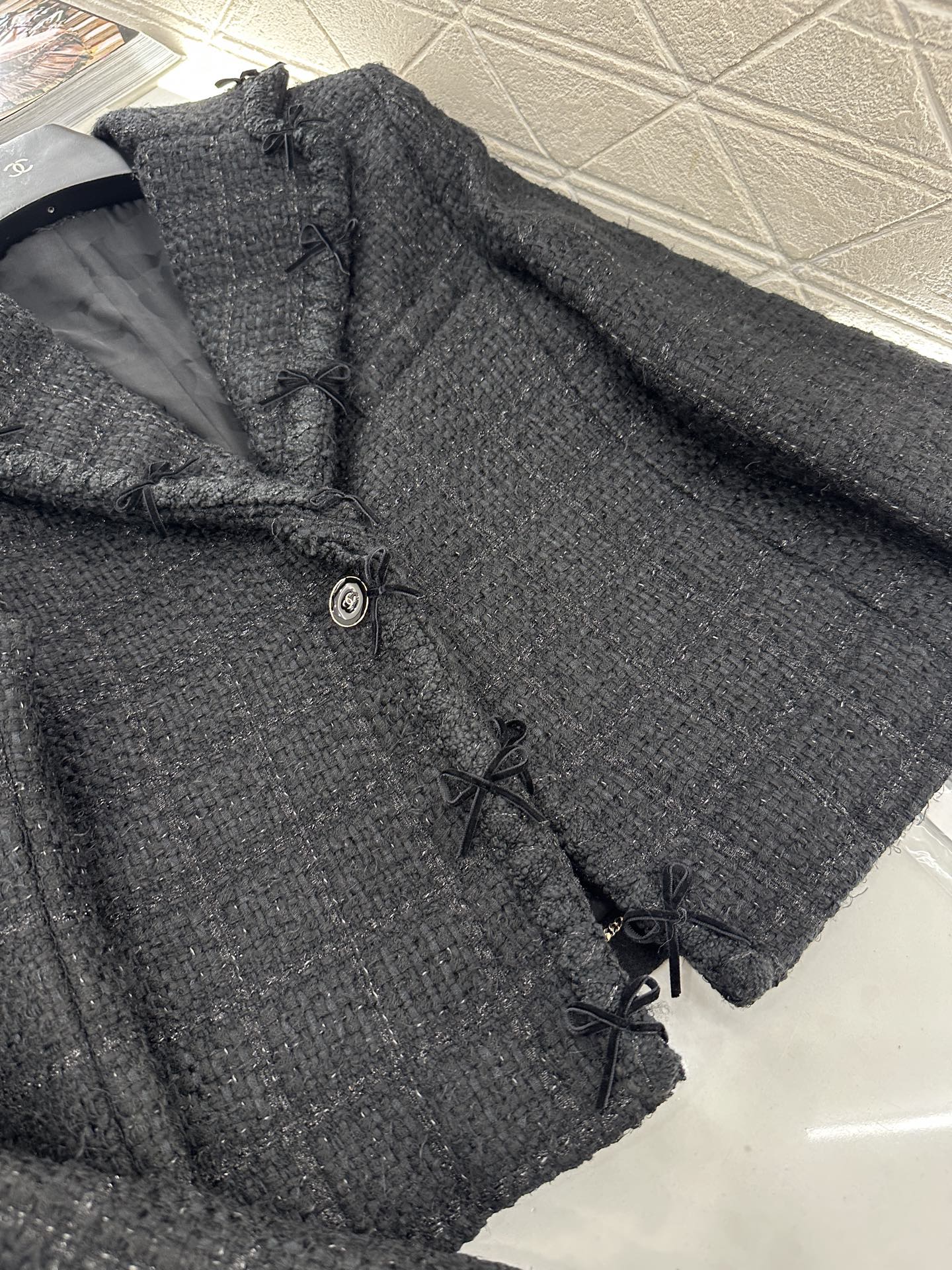♥Chane*♥2025新品上架 翻领蝴蝶结捆边编织洋装定制YB进口粗纺羊毛呢材质，质感高级，品相十足，