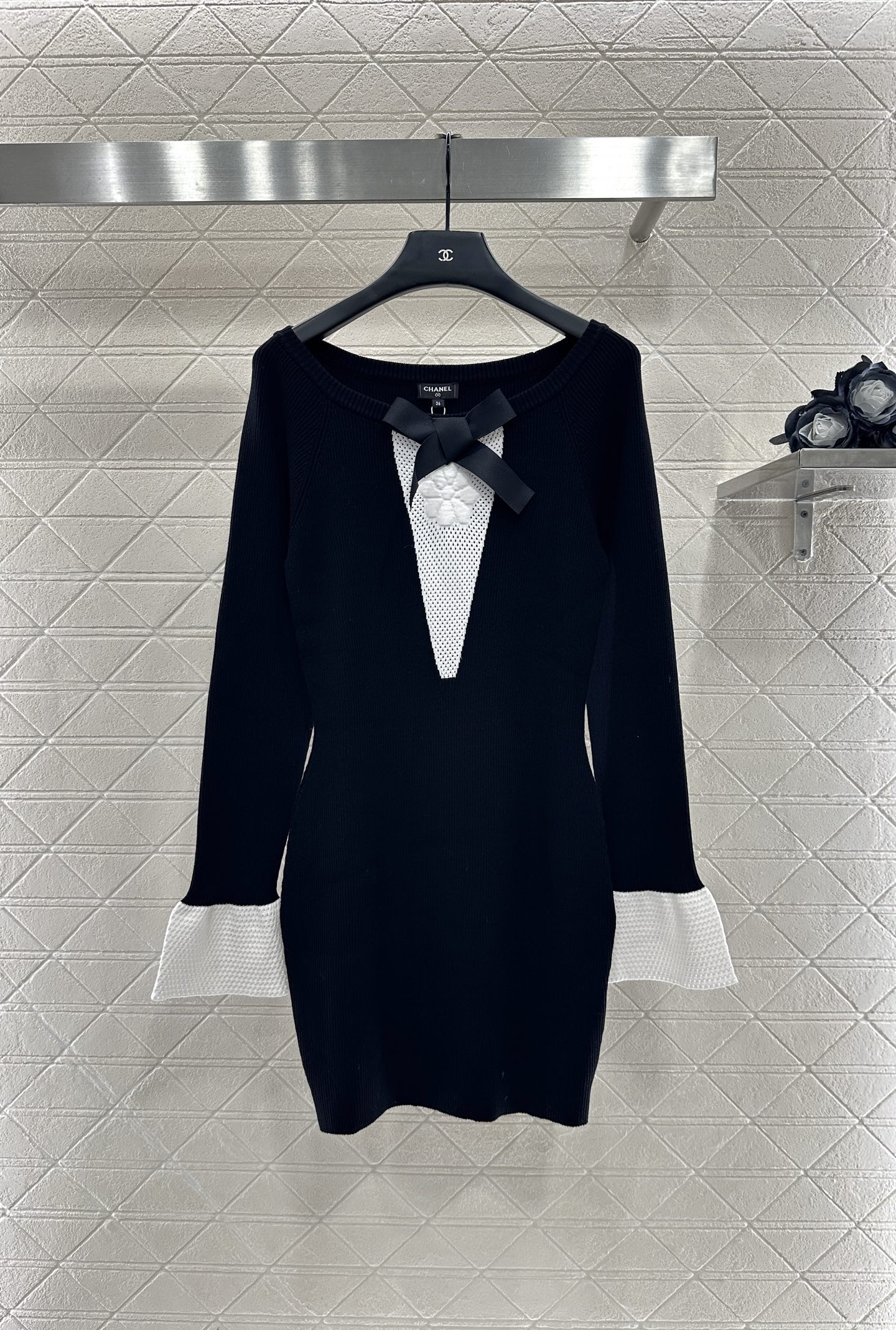 ♥Chane*♥2025新品上架 立体蝴蝶结山茶花针织裙定制YB进口纱线织造，舒适软糯，弹力十足，圆领喇