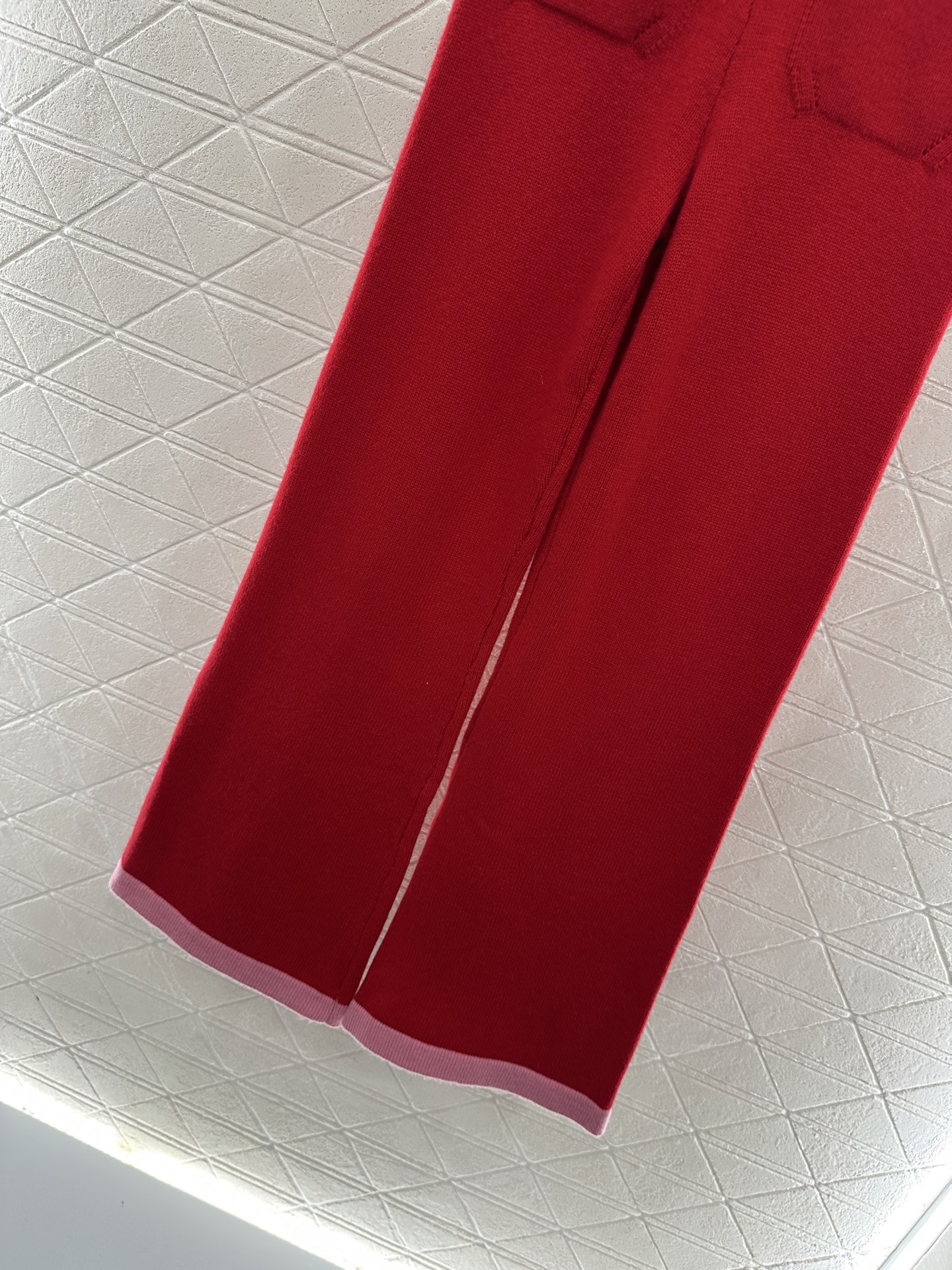 ♥Chane*♥2025新品上架 撞色包边阔腿针织长裤定制YB羊绒针织材质，密度织法，质感十足，螺纹高腰