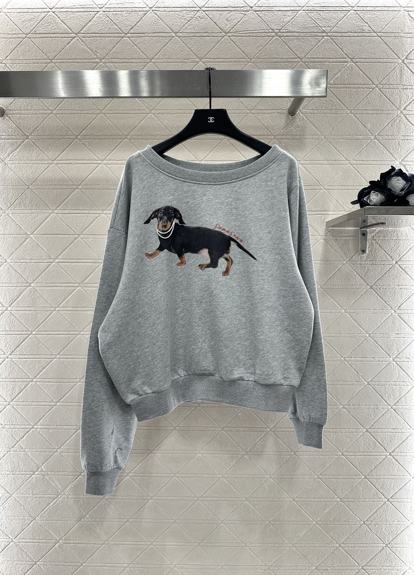 ♥Somesow*♥2025新品上架 斜肩小狗印花卫衣定制YB原生全棉材质，亲肤透气，质感十足，不规则斜