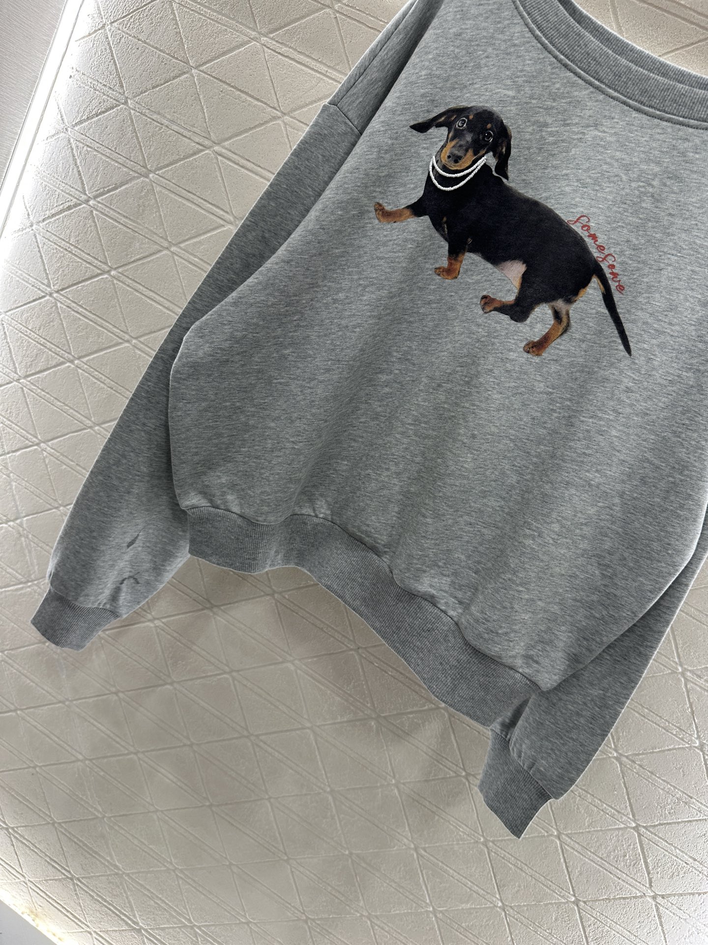 ♥Somesow*♥2025新品上架 斜肩小狗印花卫衣定制YB原生全棉材质，亲肤透气，质感十足，不规则斜