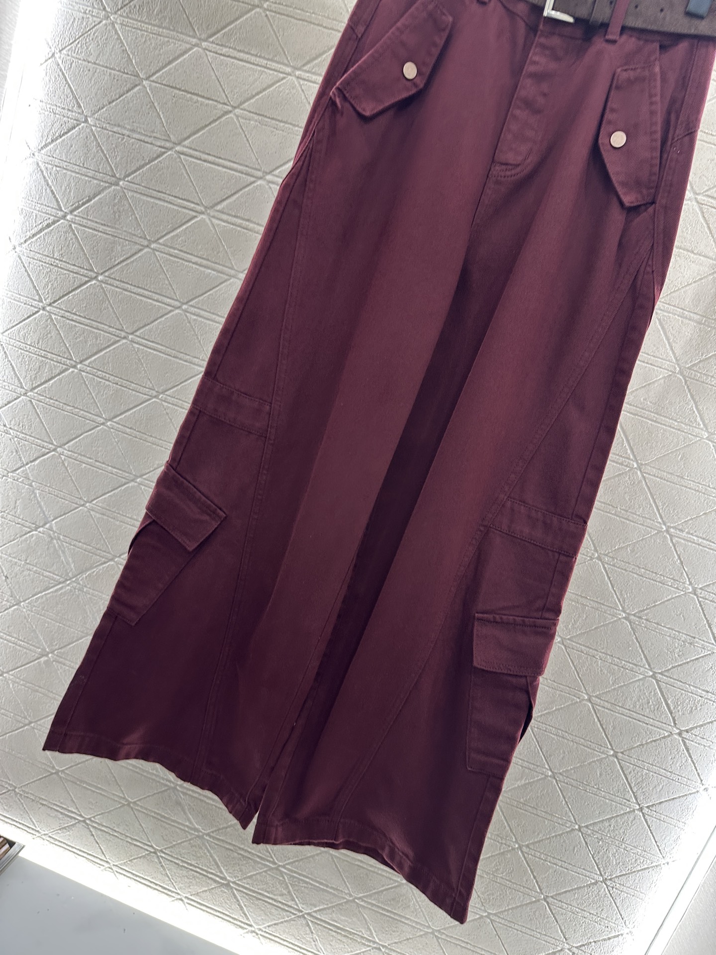 ♥Prad*♥2025新品上架 翻盖口袋工装长裤定制YB斜纹牛仔棉材质，质感高级，垂感更强，高腰阔腿长裤