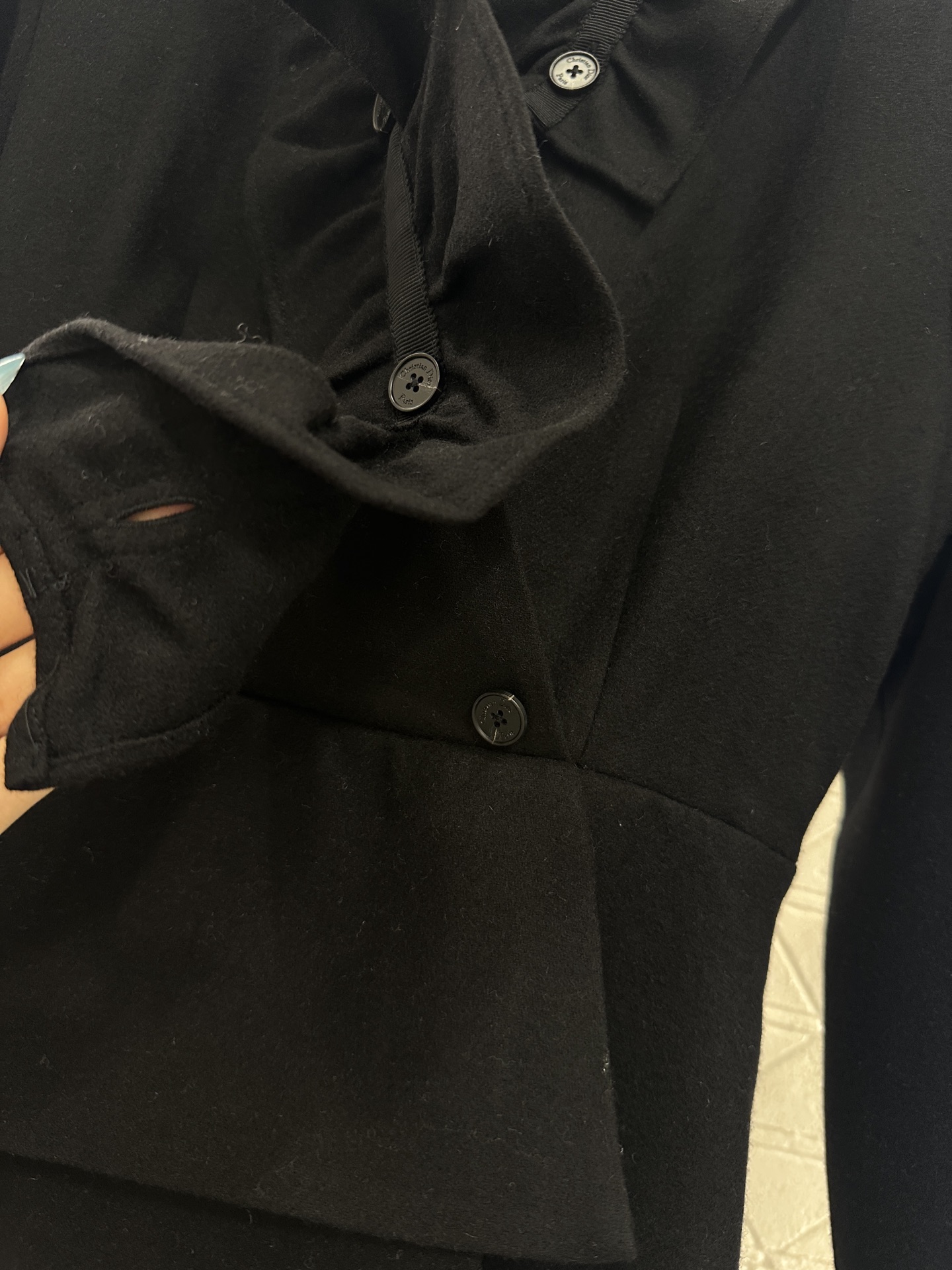 ♥Dio*♥2025新品上架 可拆卸褶皱花边连衣裙定制YB精仿羊毛材质，质感高级，垂顺有型，深浅灰黑两色