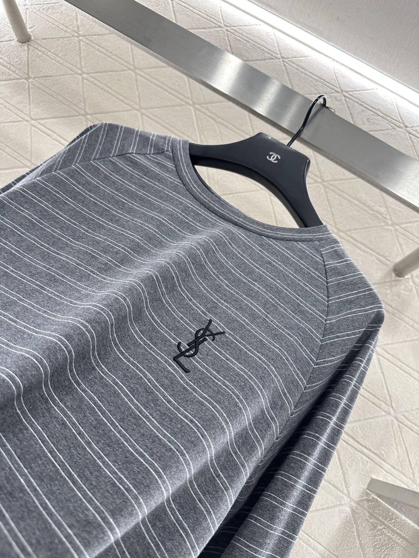 ♥Sanit lauren*♥2025新品上架 廓形条纹长袖定制YB斜纹全棉材质，质感光泽，弹力十足，圆