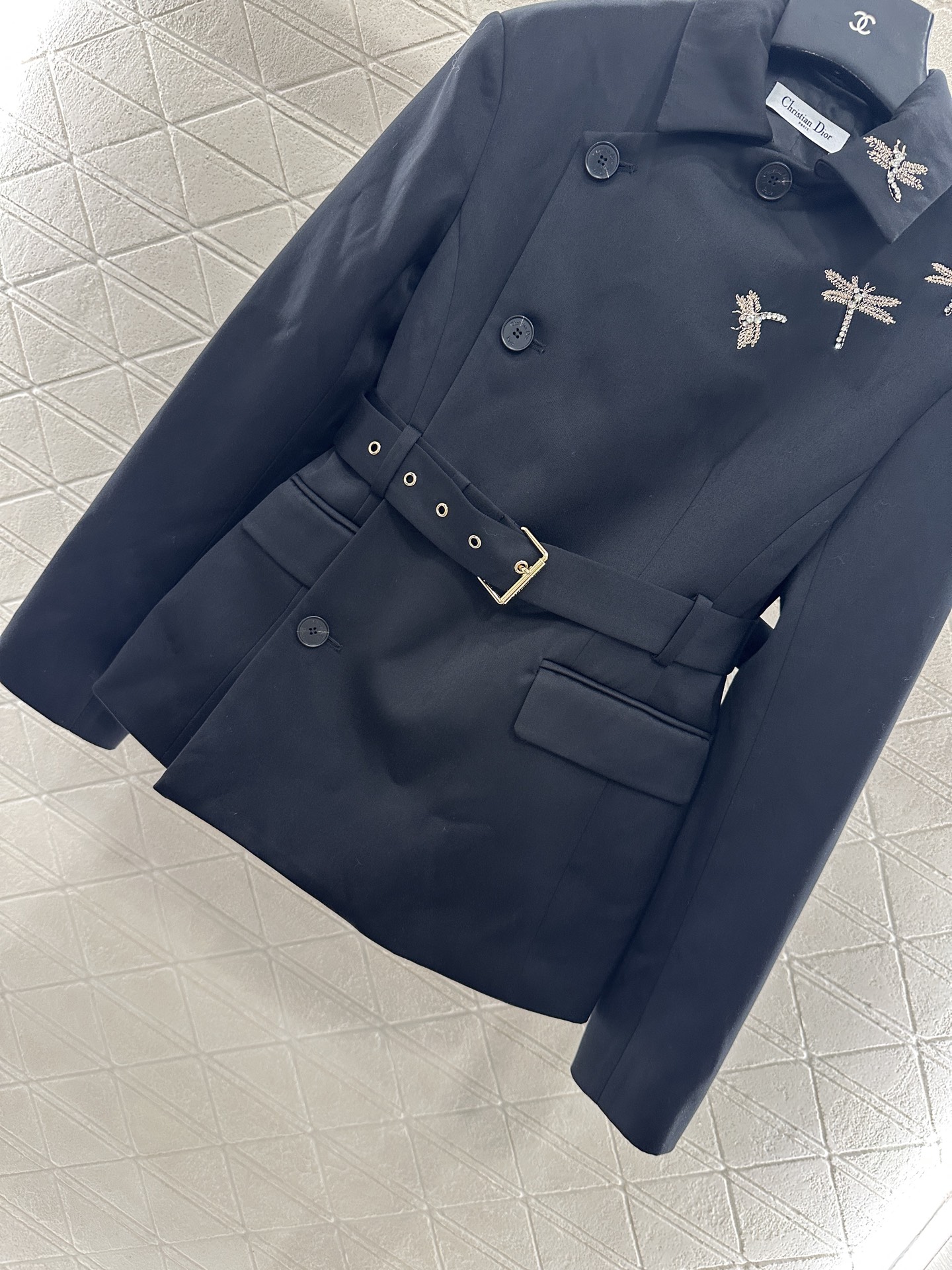 ♥Dio*♥2025新品上架 腰带翻领西装外套定制YB进口精仿羊毛材质，质感光泽，垂感更强，品相高级，翻