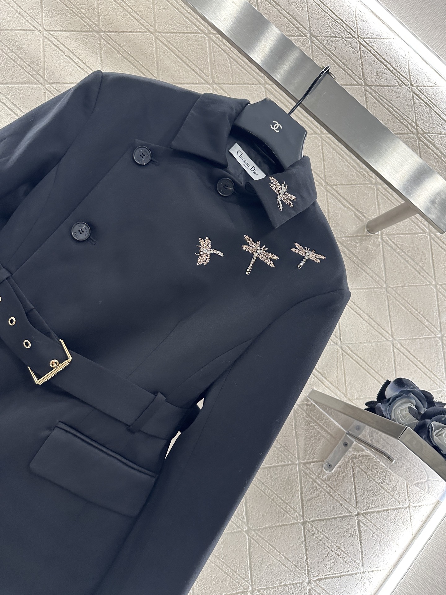 ♥Dio*♥2025新品上架 腰带翻领西装外套定制YB进口精仿羊毛材质，质感光泽，垂感更强，品相高级，翻