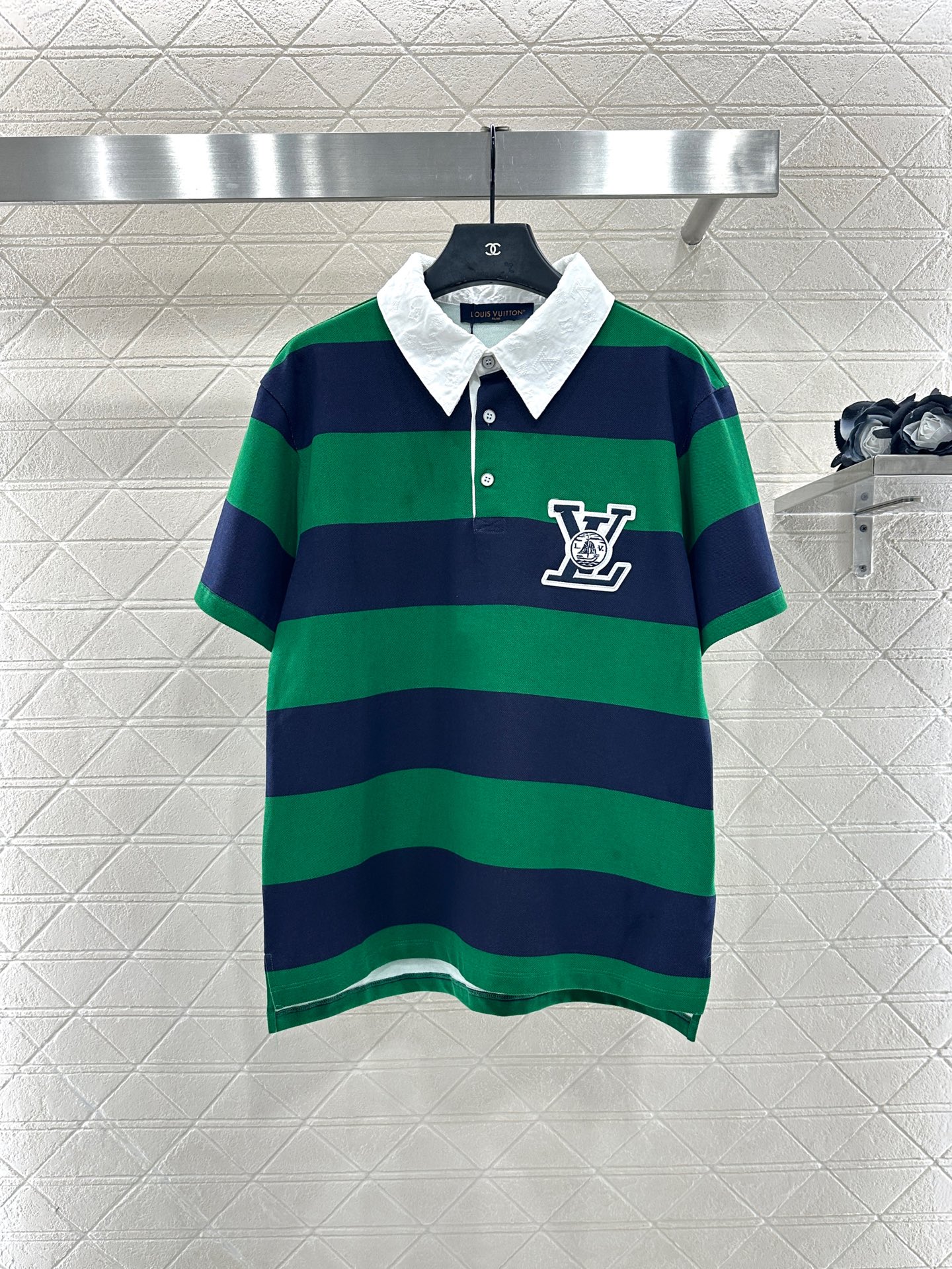 ♥Louis vuitto*♥2025新品上架 𝑝𝑜𝑙𝑜条纹短袖定制YB朱地全棉织造，弹力舒适，质感十足