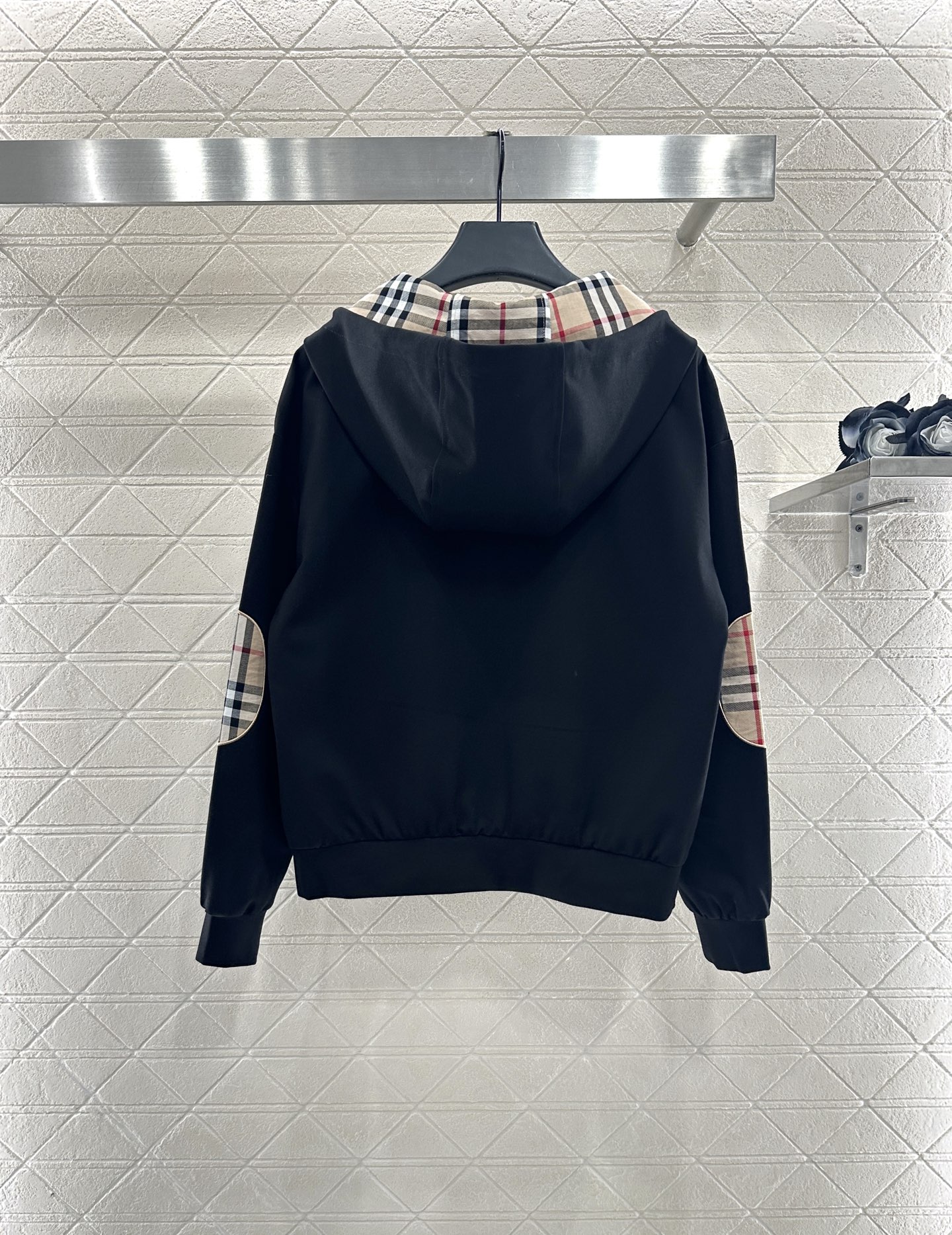 ♥BBR*♥2025新品上架连帽格纹拼接外套长裤套装定制YB进口人棉材质，柔软亲肤，舒适有型，连帽抽绳外