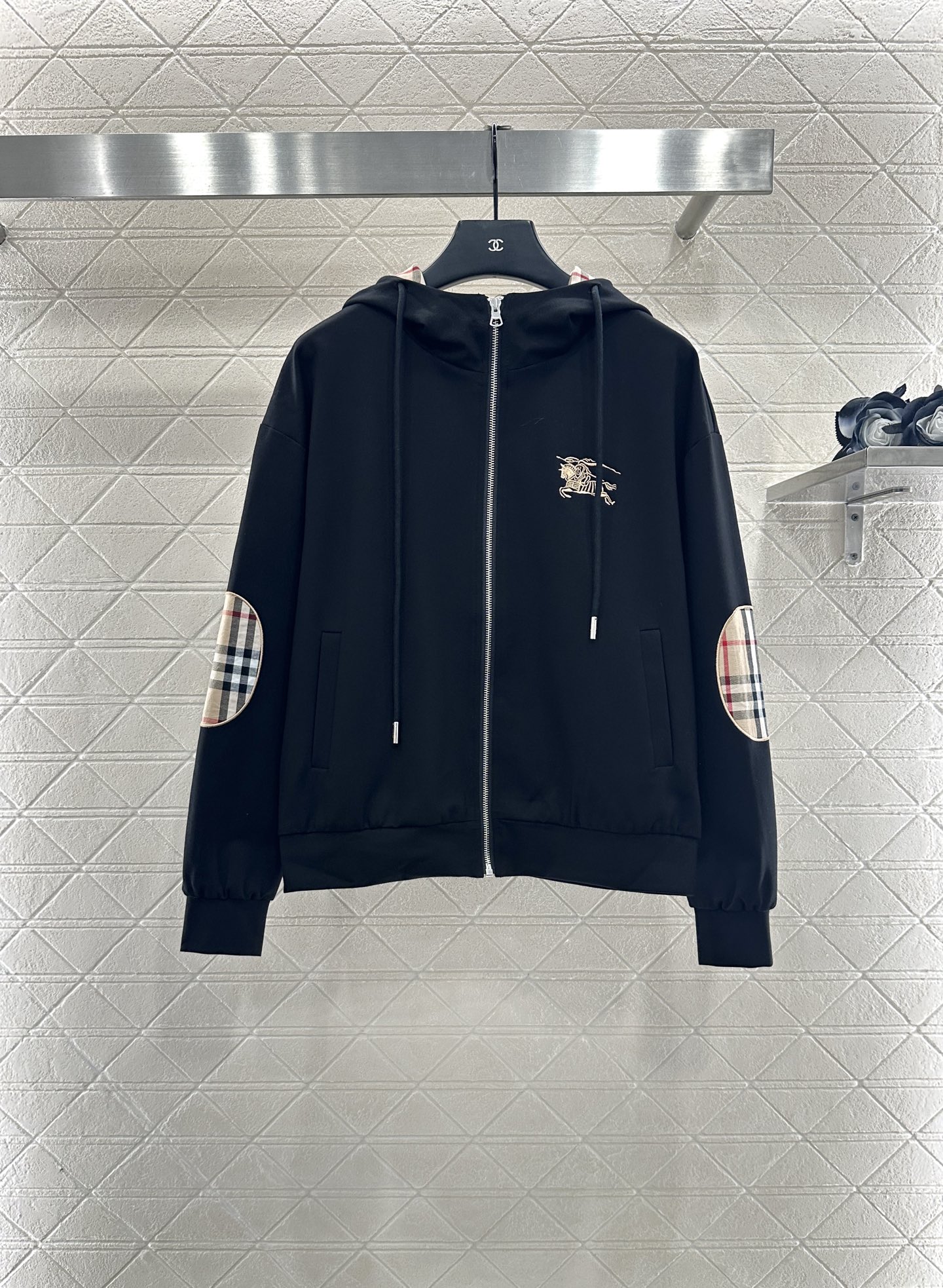 ♥BBR*♥2025新品上架连帽格纹拼接外套长裤套装定制YB进口人棉材质，柔软亲肤，舒适有型，连帽抽绳外