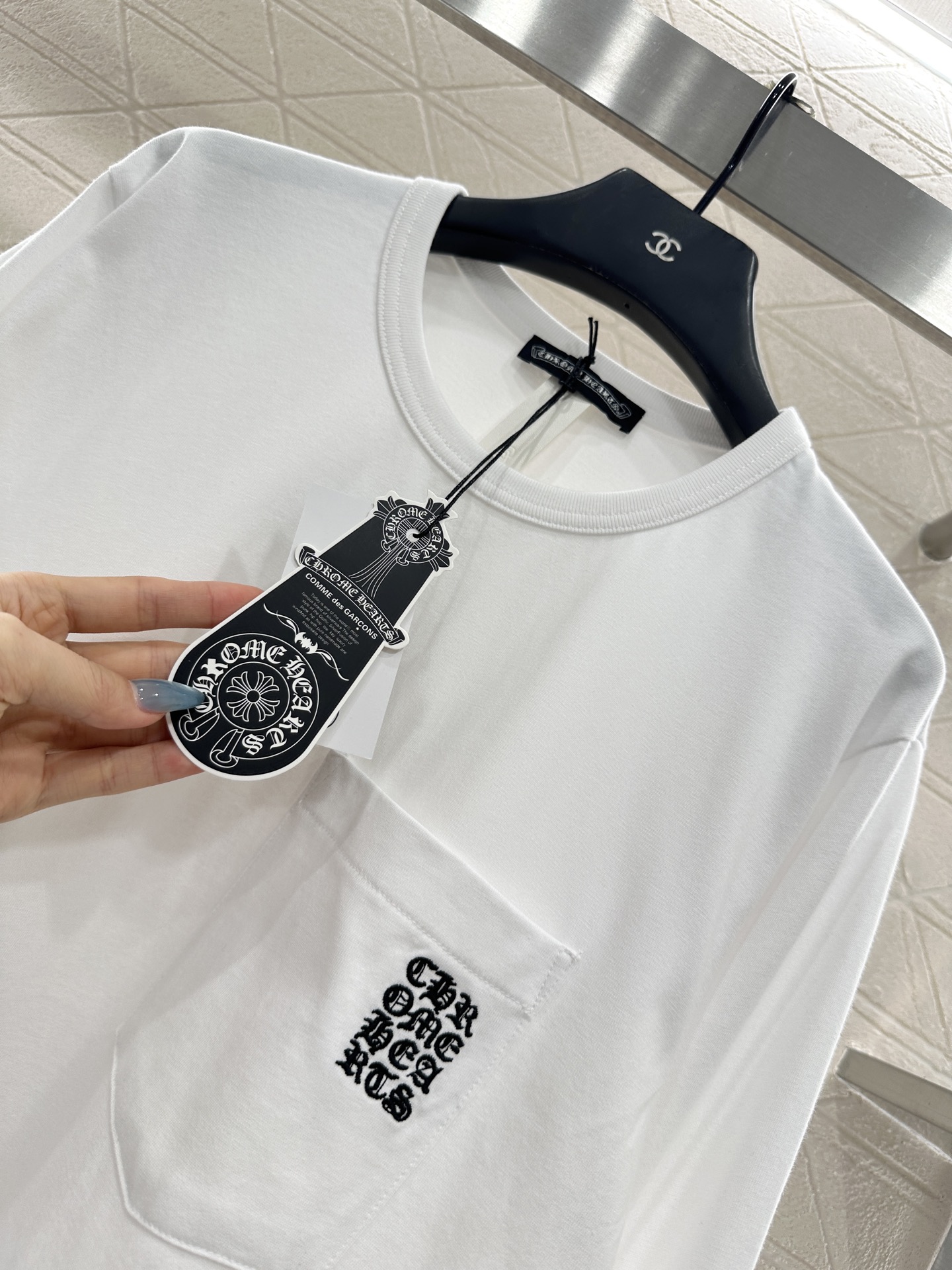 ♥CHrome hear*♥2025新品上架 口袋长袖上衣定制YB斜纹全棉材质，质感光泽，弹力十足，圆领