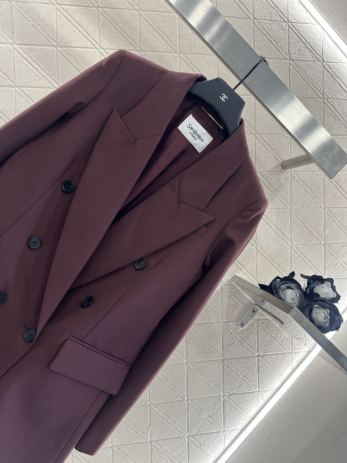 ♥Sanit lauren*♥2025新品上架 正肩双排扣翻领西装定制YB进口百分百丝毛材质，质感光泽高