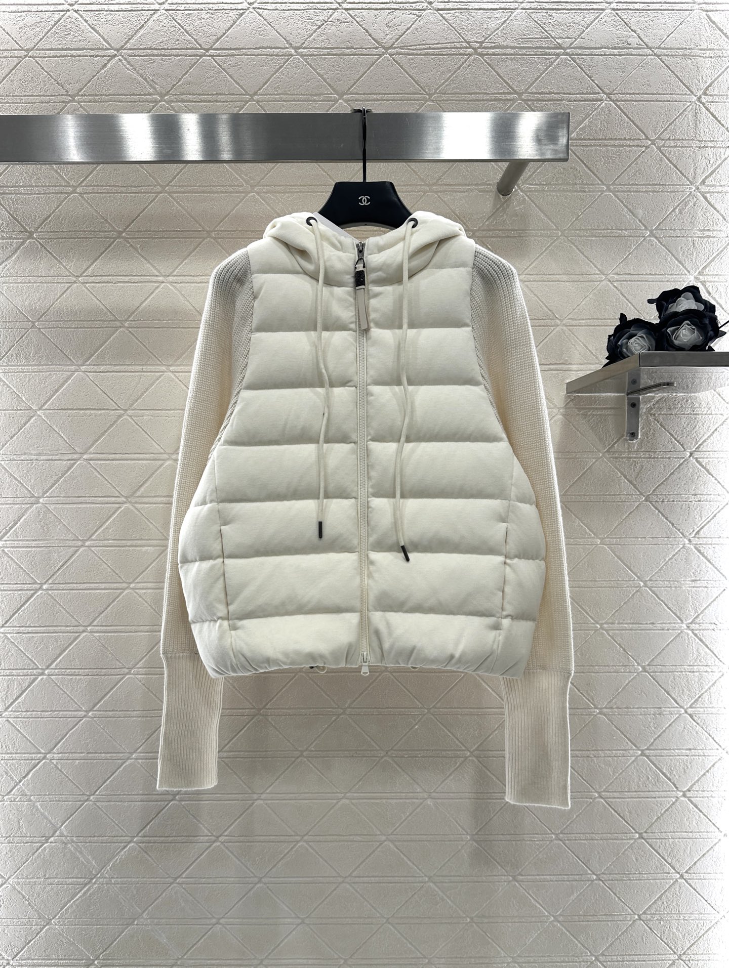 ♥BC*♥2025新品上架 连帽拼接拉链羽绒服定制YB精梳棉➕羊毛材质 其工艺还原，升级材质，带有毛绒纹