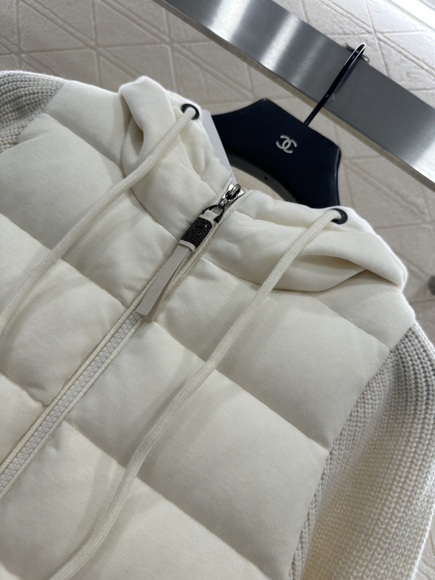 ♥BC*♥2025新品上架 连帽拼接拉链羽绒服定制YB精梳棉➕羊毛材质 其工艺还原，升级材质，带有毛绒纹