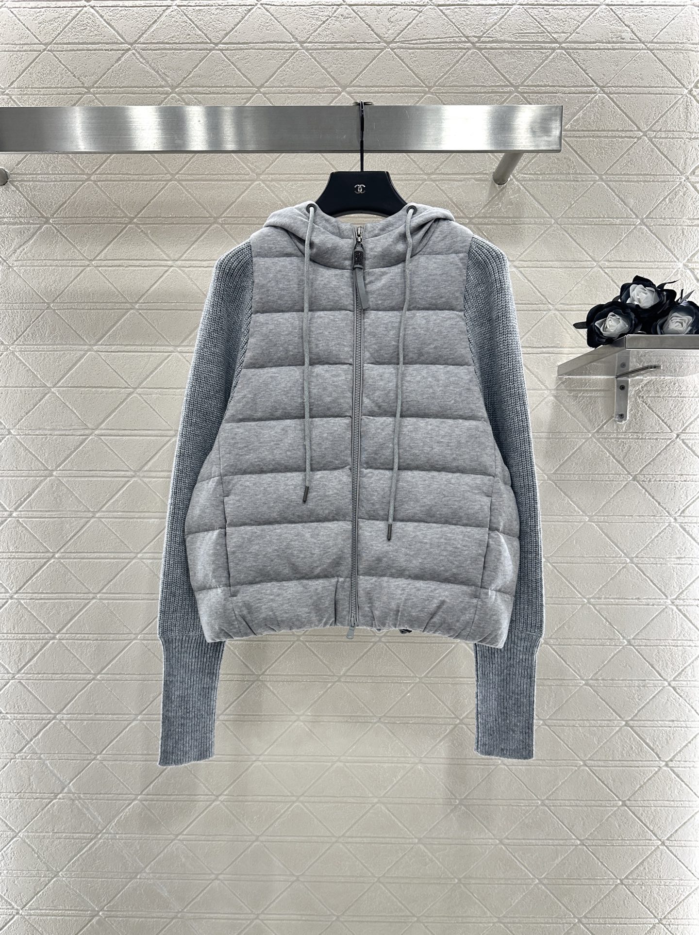 ♥BC*♥2025新品上架 连帽拼接拉链羽绒服定制YB精梳棉➕羊毛材质 其工艺还原，升级材质，带有毛绒纹