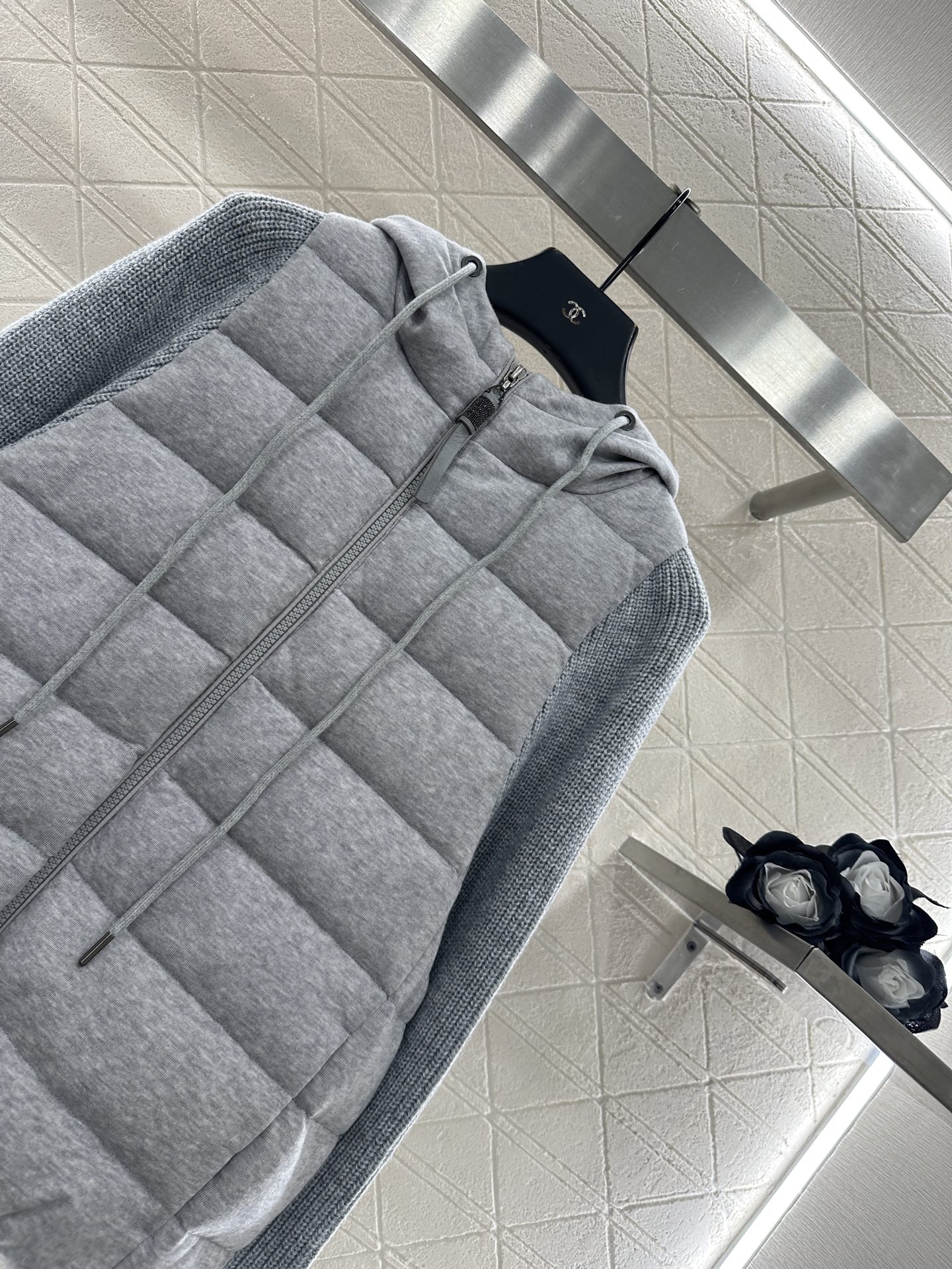 ♥BC*♥2025新品上架 连帽拼接拉链羽绒服定制YB精梳棉➕羊毛材质 其工艺还原，升级材质，带有毛绒纹