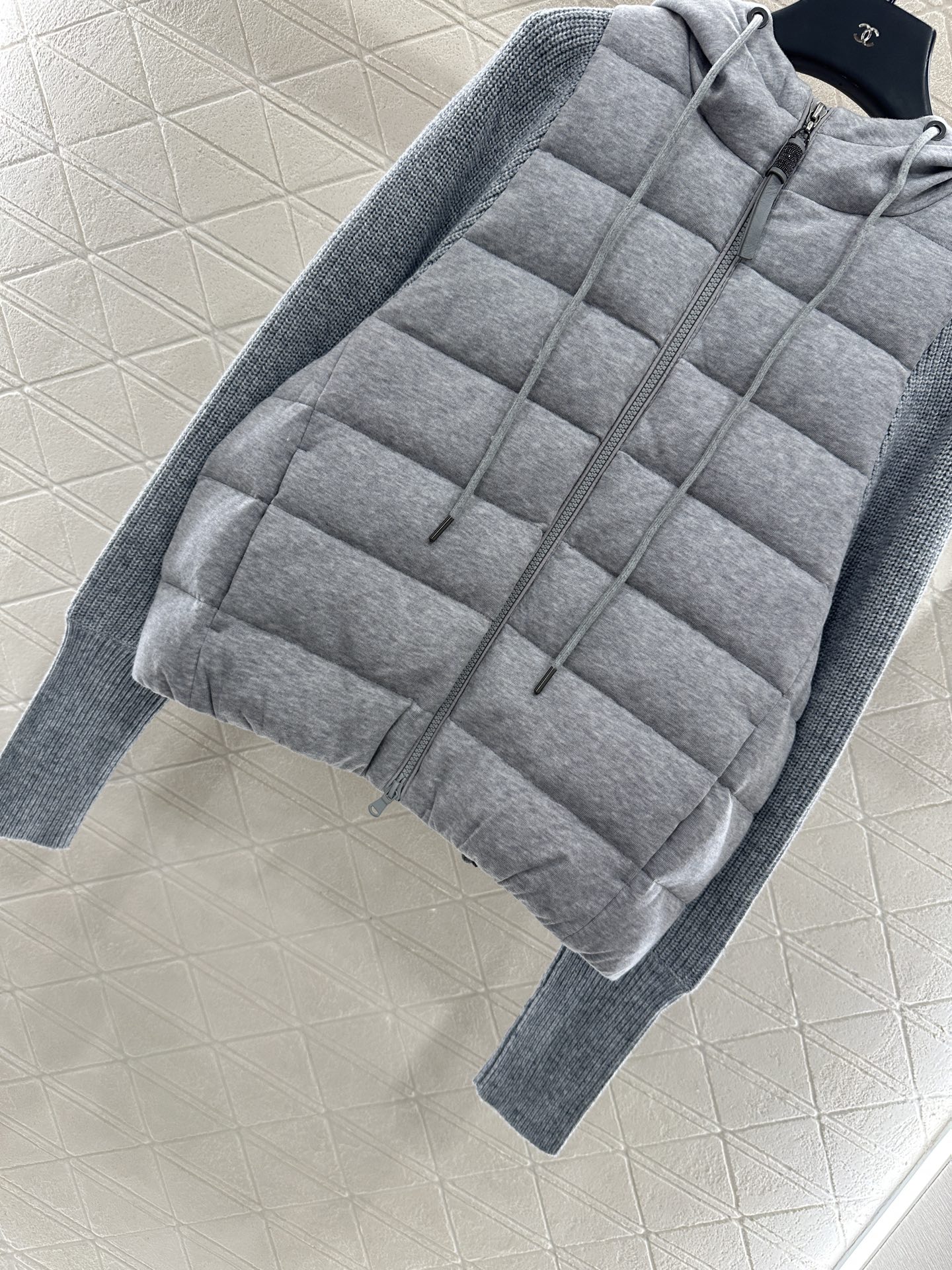 ♥BC*♥2025新品上架 连帽拼接拉链羽绒服定制YB精梳棉➕羊毛材质 其工艺还原，升级材质，带有毛绒纹