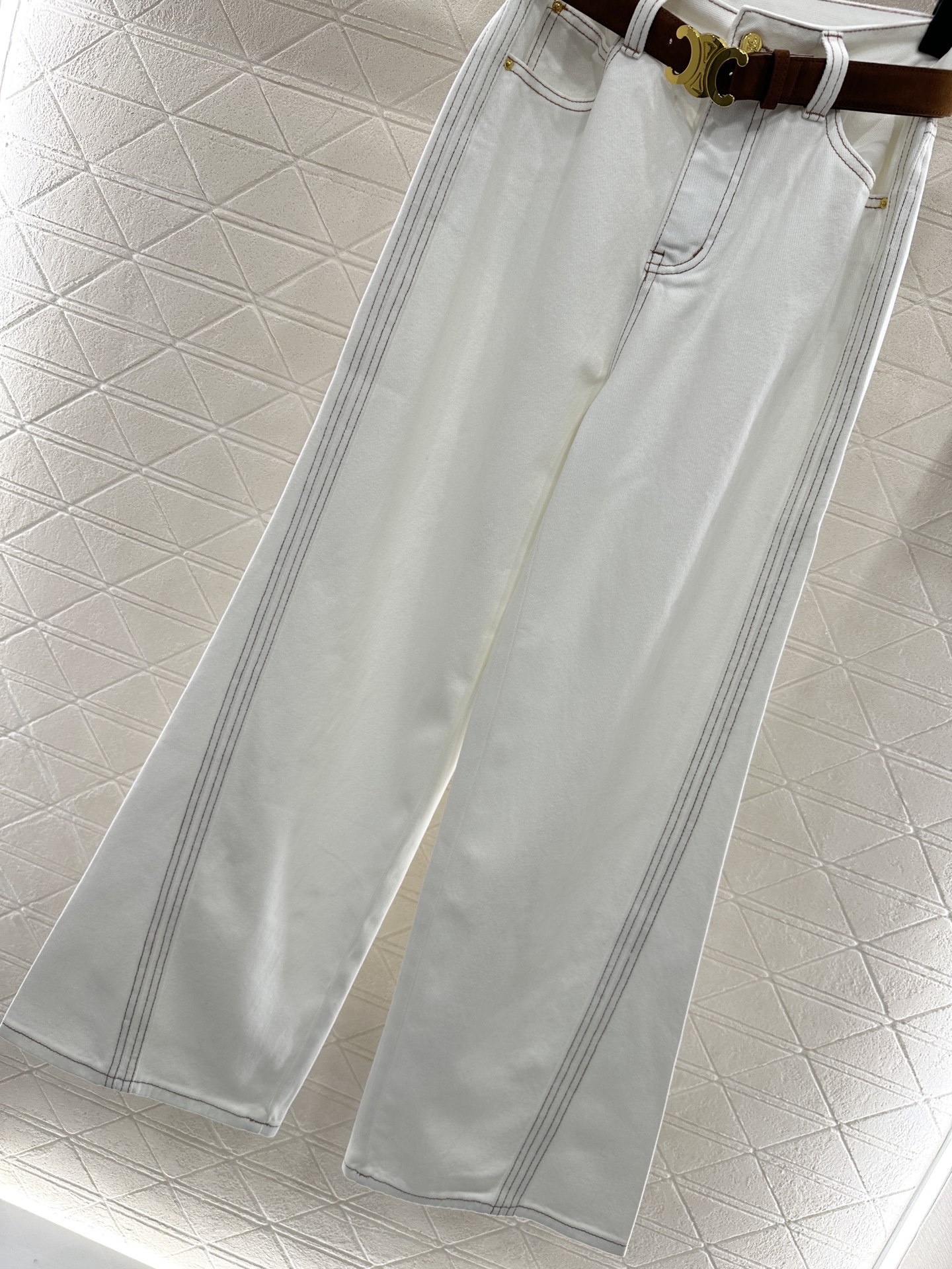 ♥Celin*♥2025新品上架 直筒腰带轮廓线牛仔裤定制YB斜纹棉牛仔材质，面料柔软舒适，透气性好，反