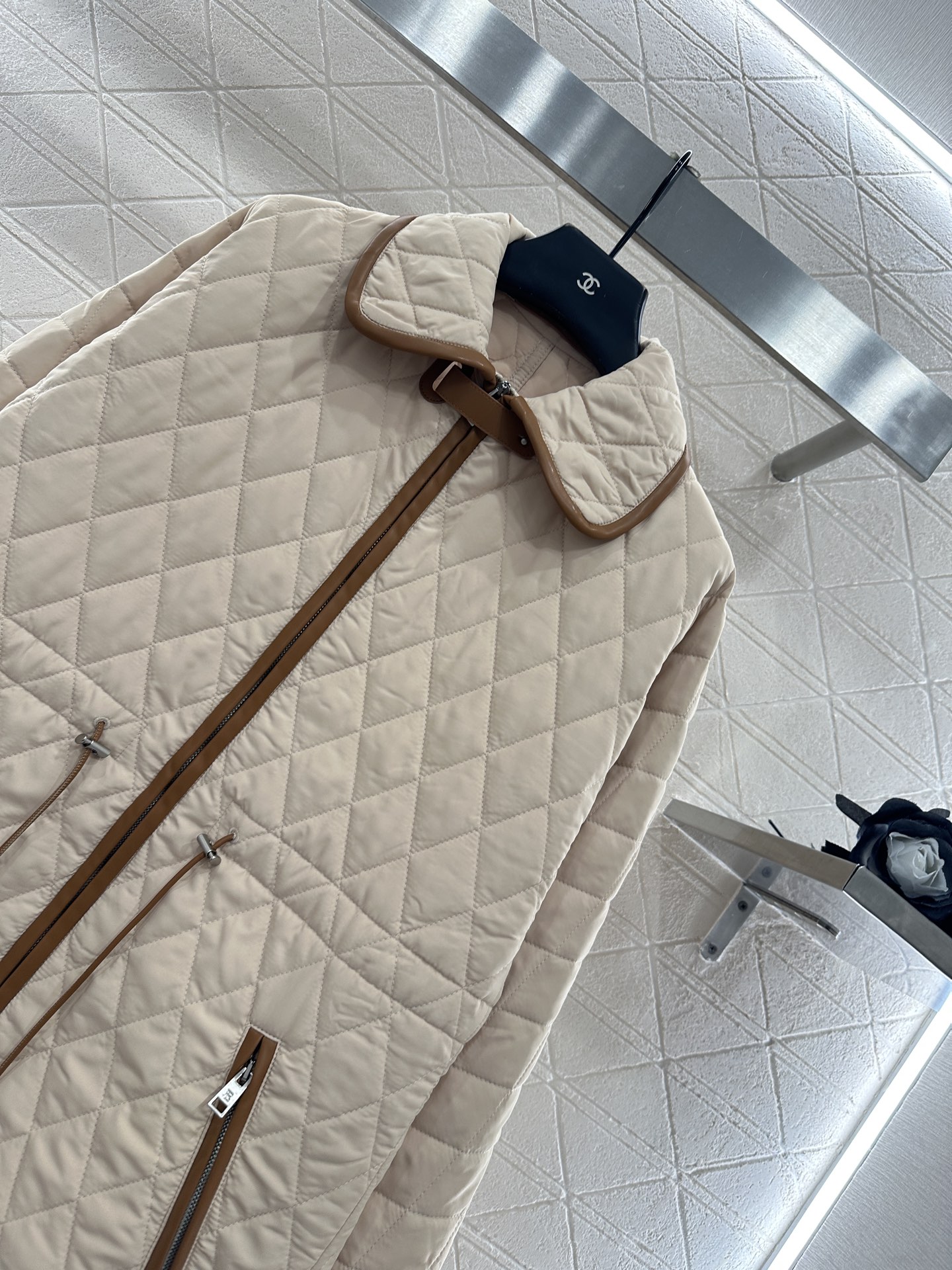 Elegant Quilted Coat with Cord Waist, Designer Inspired, Perfect for Fall 3 i1759069549549 5471 0 2