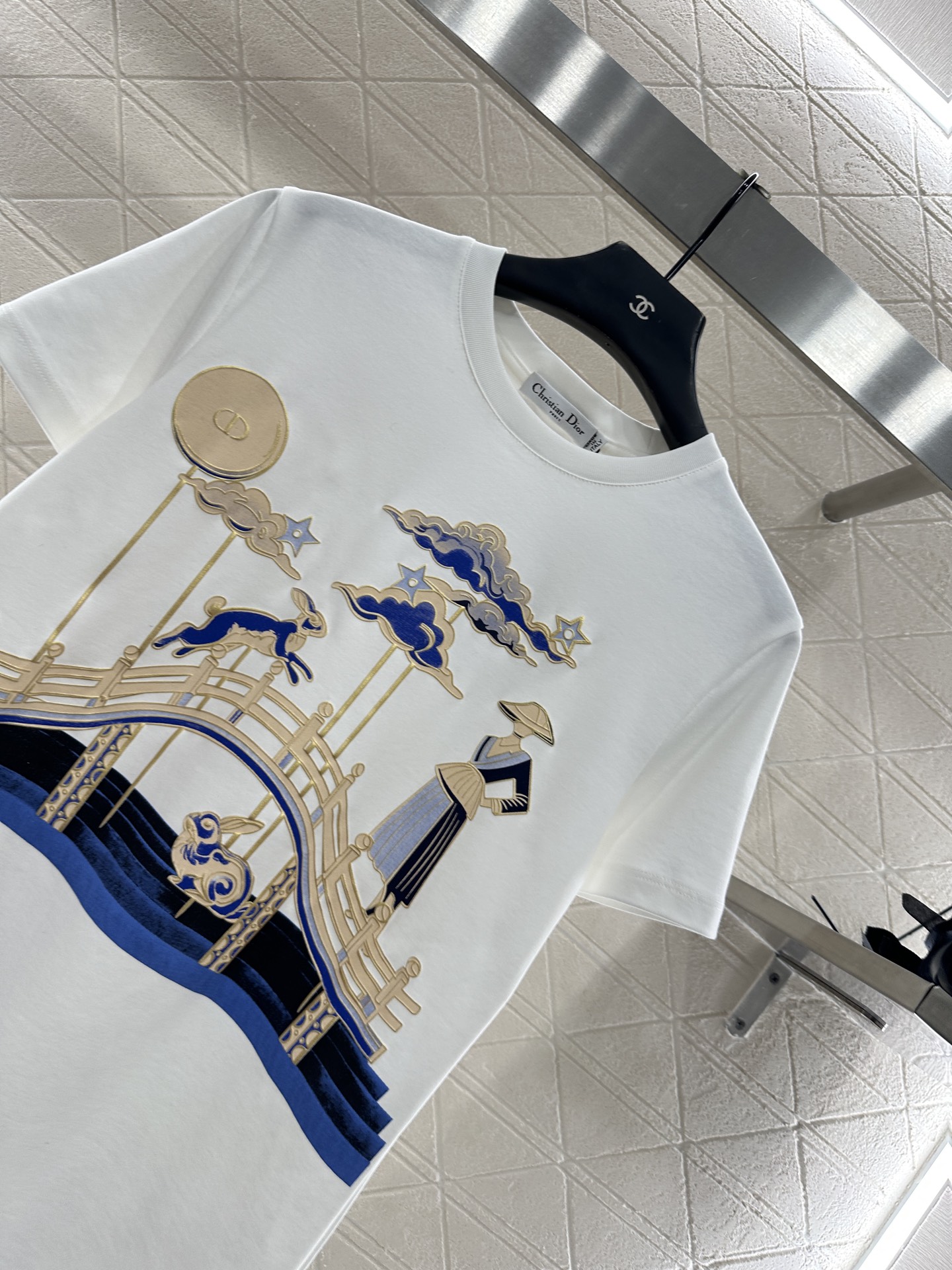 ♥Dio*♥2025新品上架 东方元素印花𝑇𝑒𝑒定制YB原生全棉材质，质感高级，柔软舒适，常规短袖T恤裁