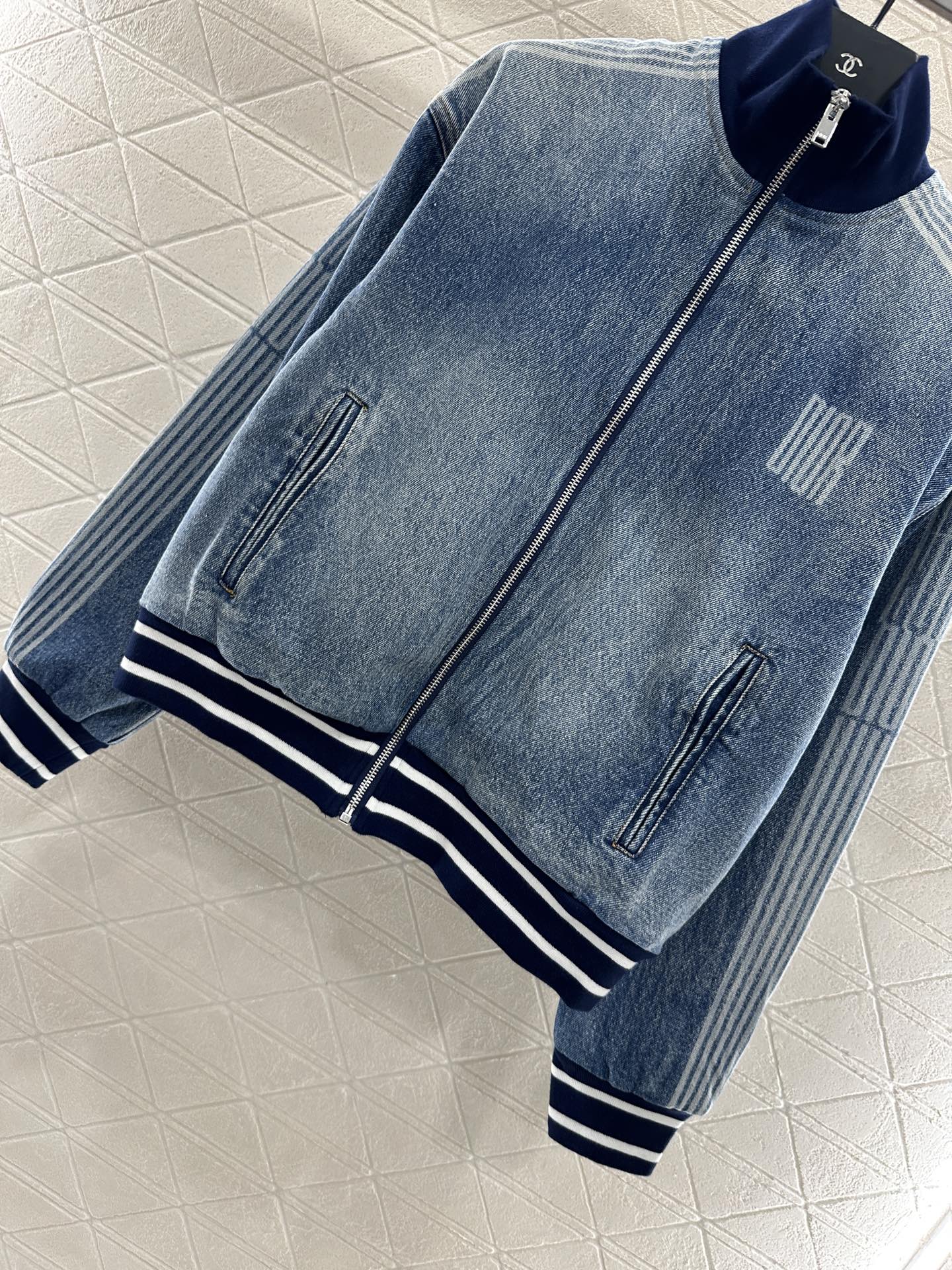 ♥Dio*♥2025新品上架棒球牛仔外套织带长裤套装定制YB斜纹全棉牛仔材质，水洗做旧复古蓝，棒球款式牛