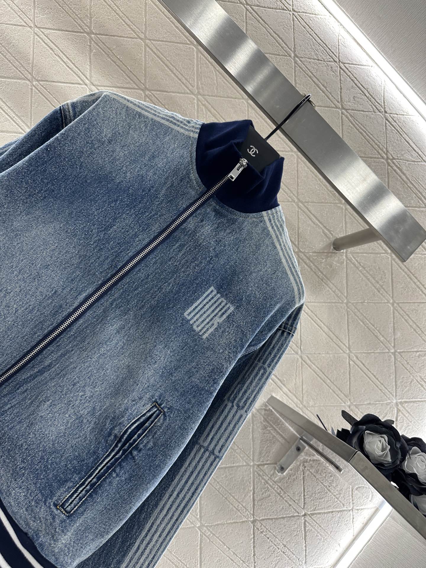 ♥Dio*♥2025新品上架棒球牛仔外套织带长裤套装定制YB斜纹全棉牛仔材质，水洗做旧复古蓝，棒球款式牛