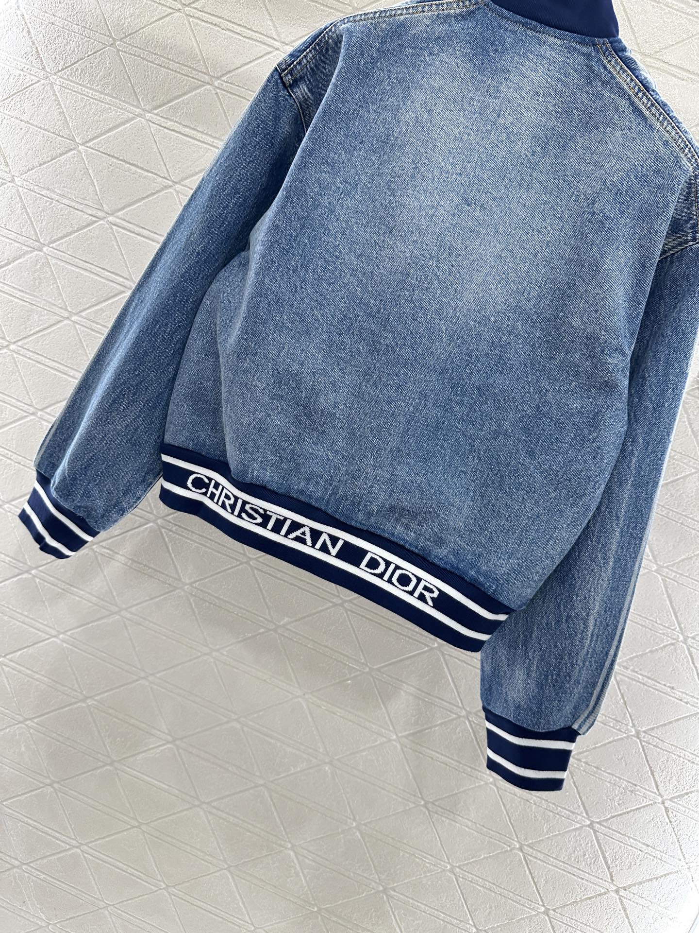 ♥Dio*♥2025新品上架棒球牛仔外套织带长裤套装定制YB斜纹全棉牛仔材质，水洗做旧复古蓝，棒球款式牛