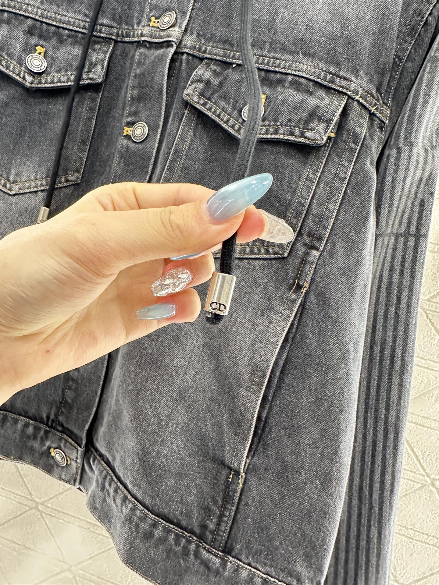 ♥Dio*♥2025新品上架连帽毛绒牛仔外套长裤套装定制YB斜纹全棉牛仔材质，水洗做旧复古蓝➕碳灰黑色可