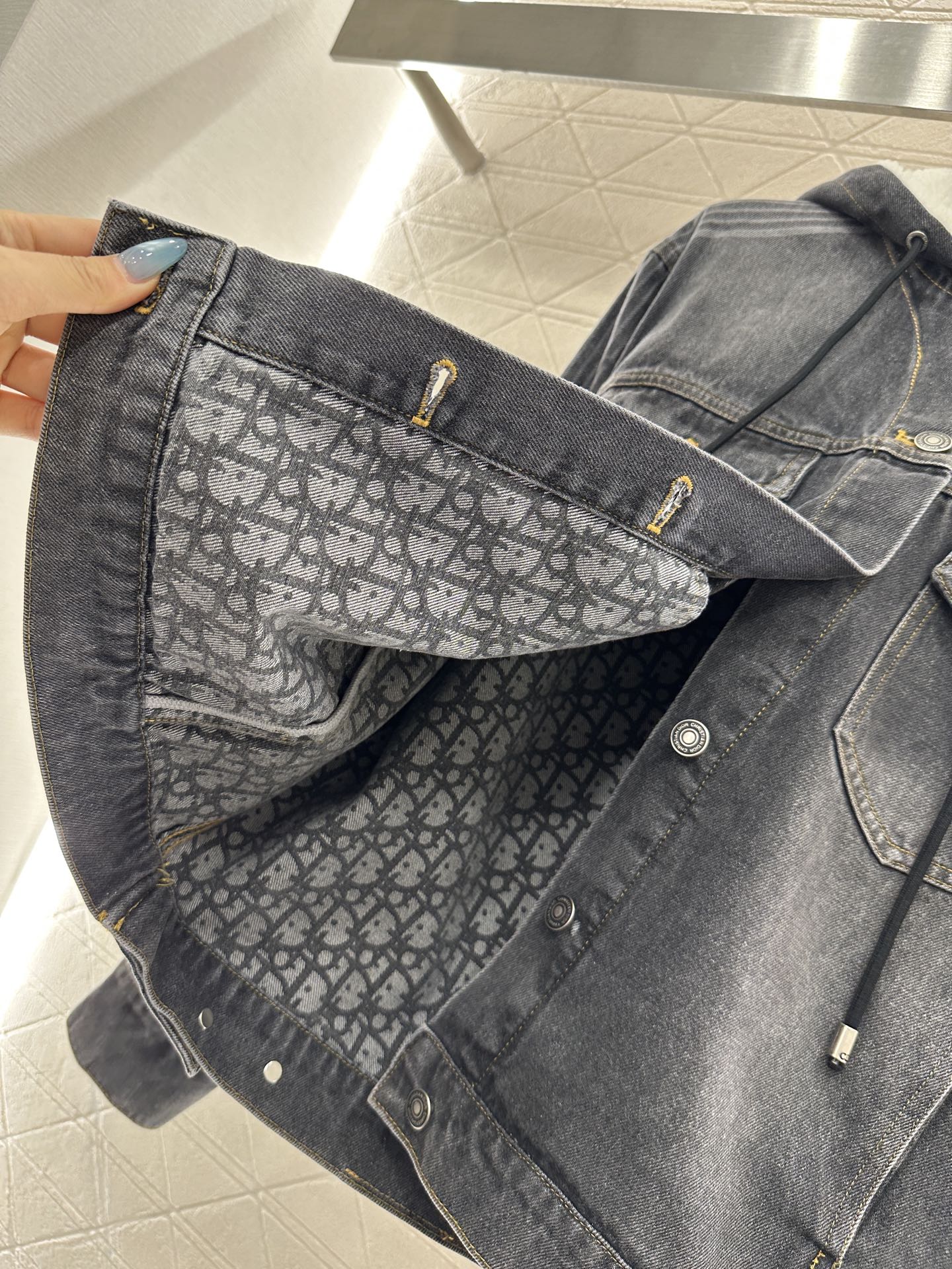 ♥Dio*♥2025新品上架连帽毛绒牛仔外套长裤套装定制YB斜纹全棉牛仔材质，水洗做旧复古蓝➕碳灰黑色可