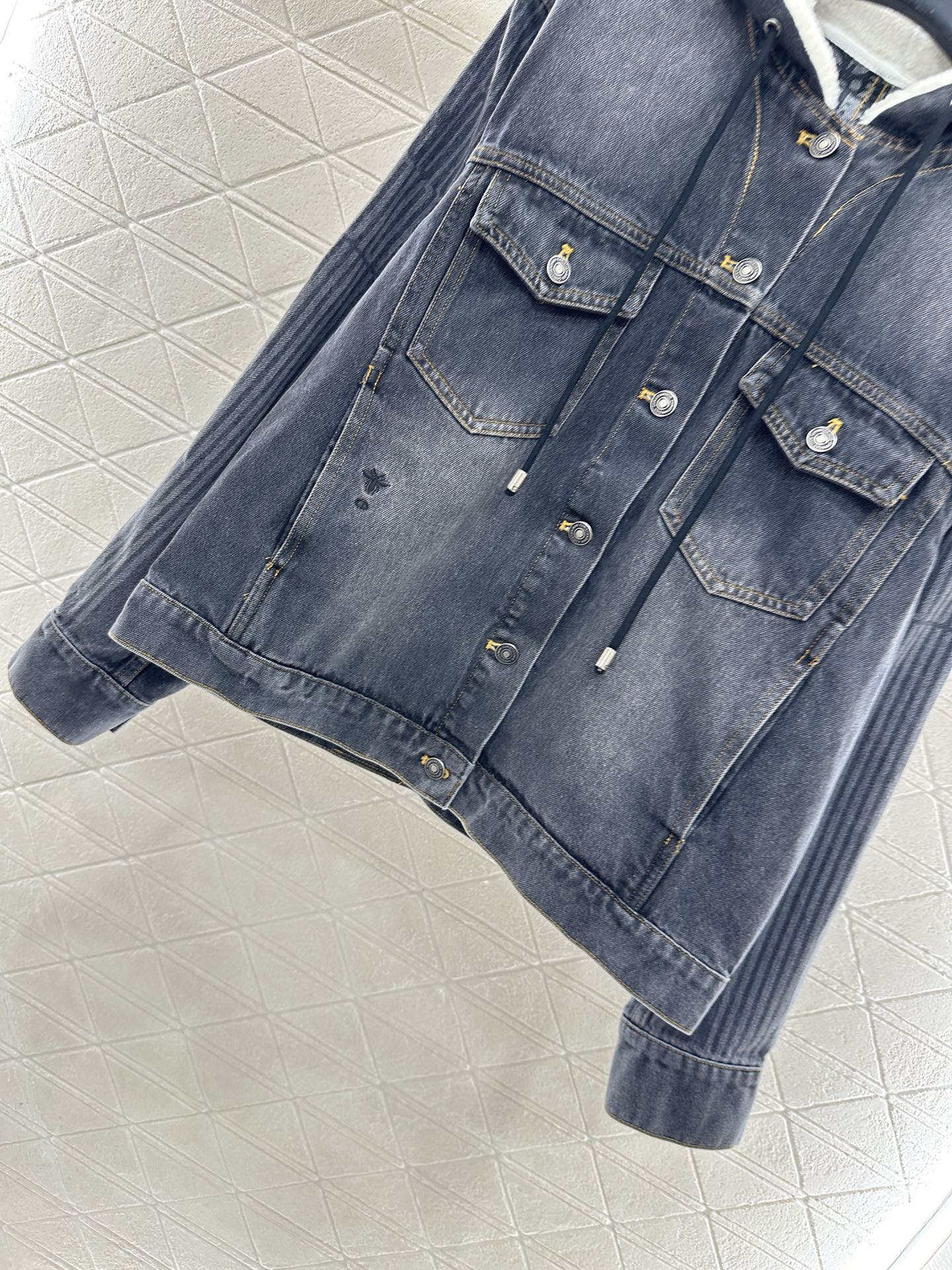 ♥Dio*♥2025新品上架连帽毛绒牛仔外套长裤套装定制YB斜纹全棉牛仔材质，水洗做旧复古蓝➕碳灰黑色可