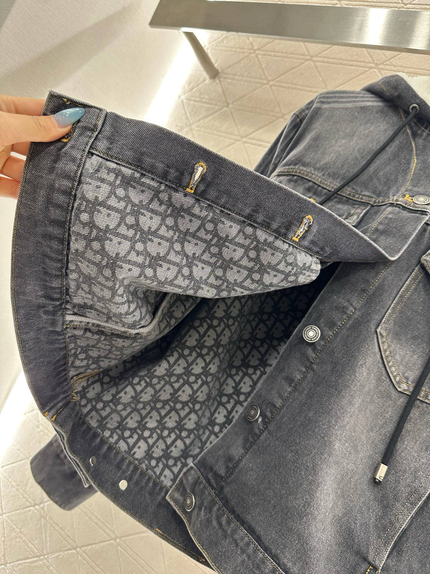 ♥Dio*♥2025新品上架毛绒翻领牛仔外套半裙套装定制YB斜纹全棉牛仔材质，水洗做旧复古蓝➕碳灰黑色可