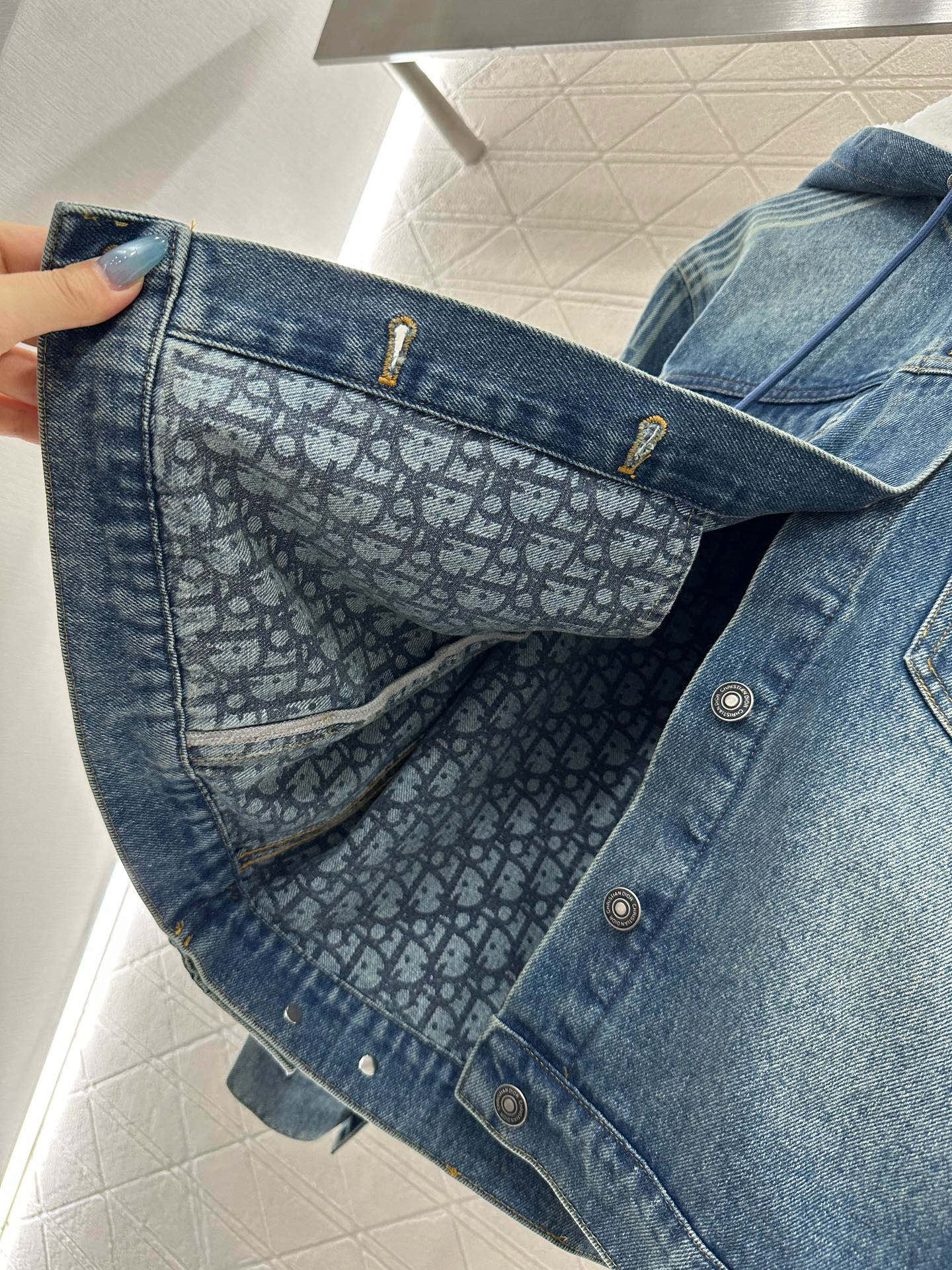 ♥Dio*♥2025新品上架毛绒翻领牛仔外套半裙套装定制YB斜纹全棉牛仔材质，水洗做旧复古蓝➕碳灰黑色可